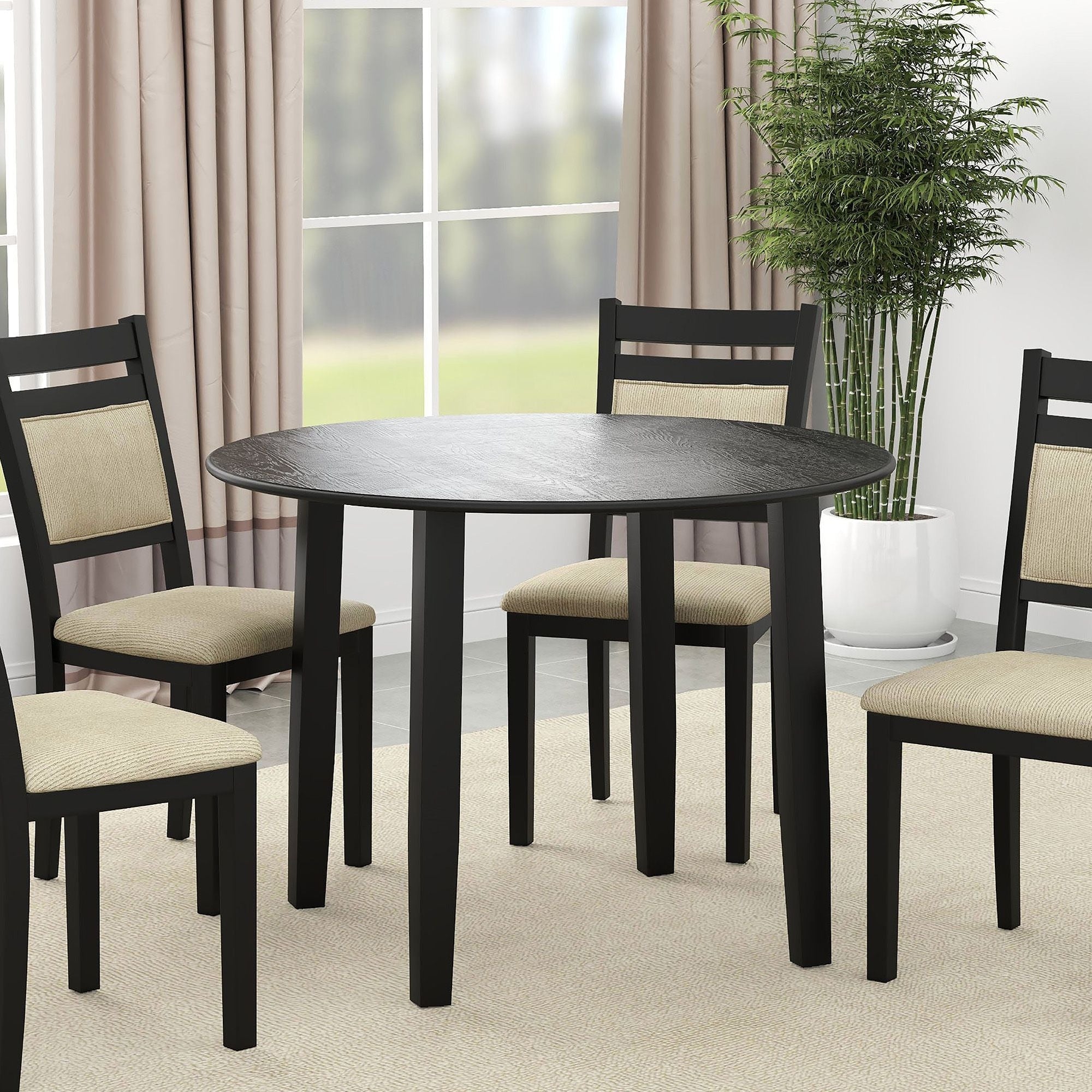 Conrad 42" Round Drop-Leaf Dining Table in Black