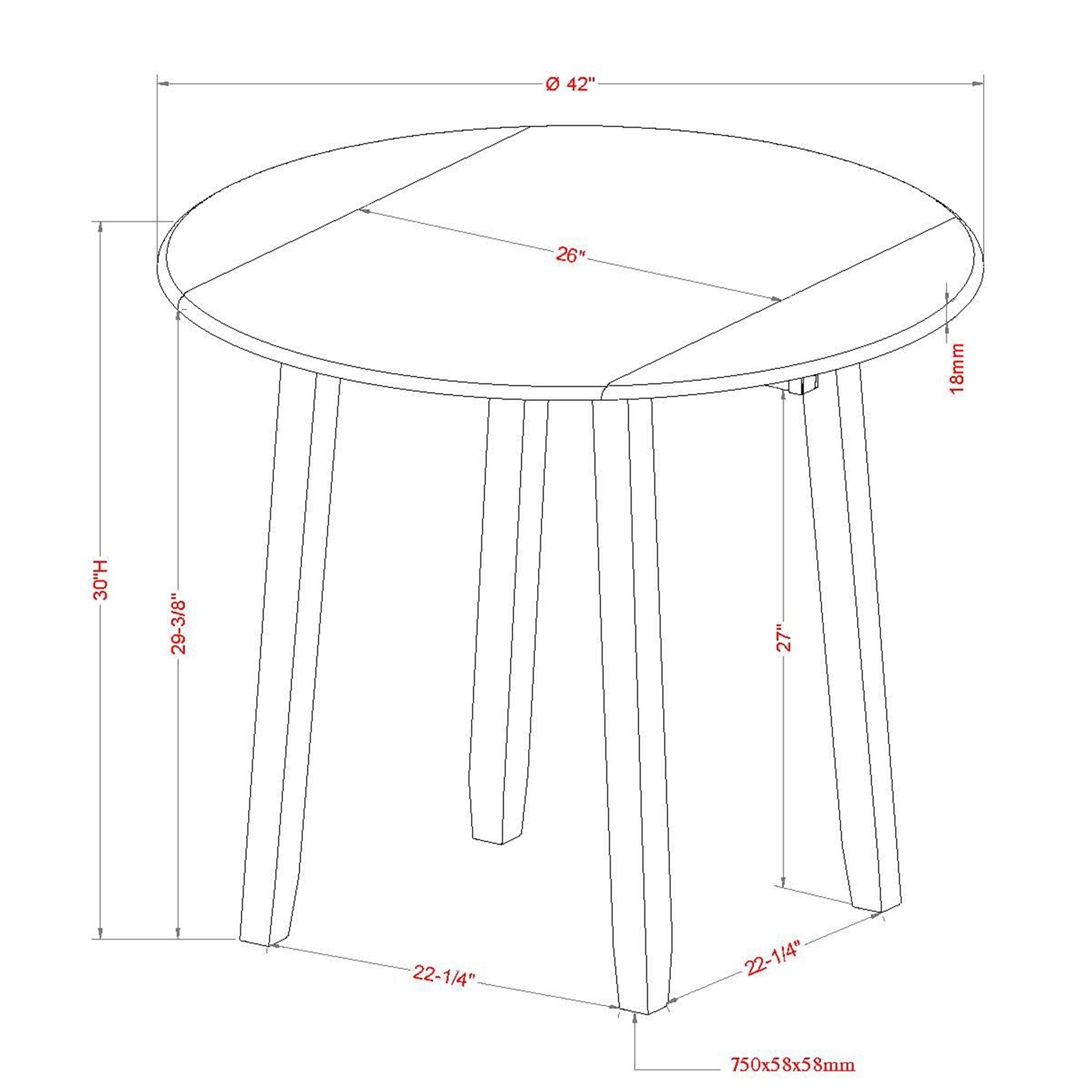 Conrad 42" Round Drop-Leaf Dining Table in Black