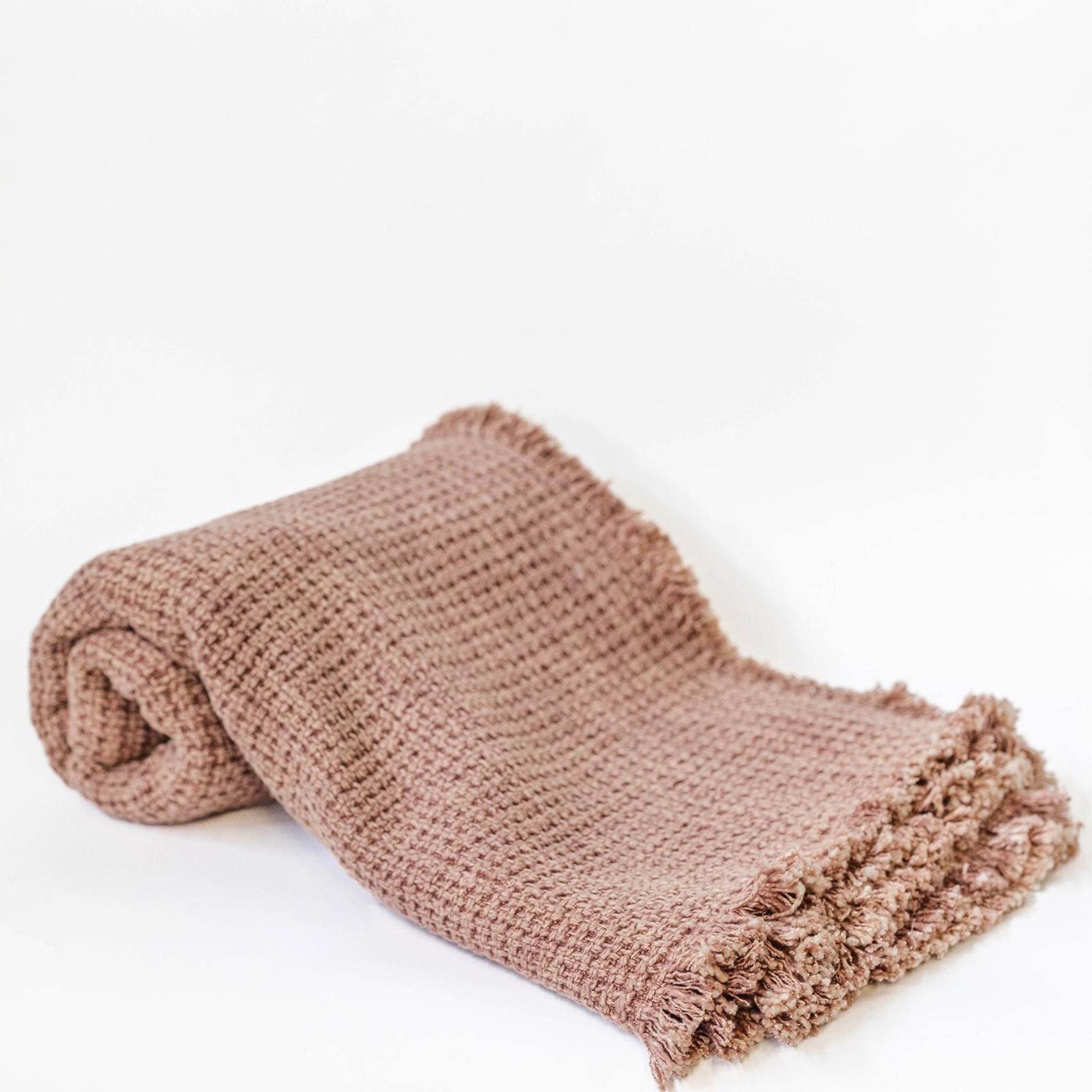 Cotton Throw With Fringe in Rose | CastleUp Experience Centre Online Furniture