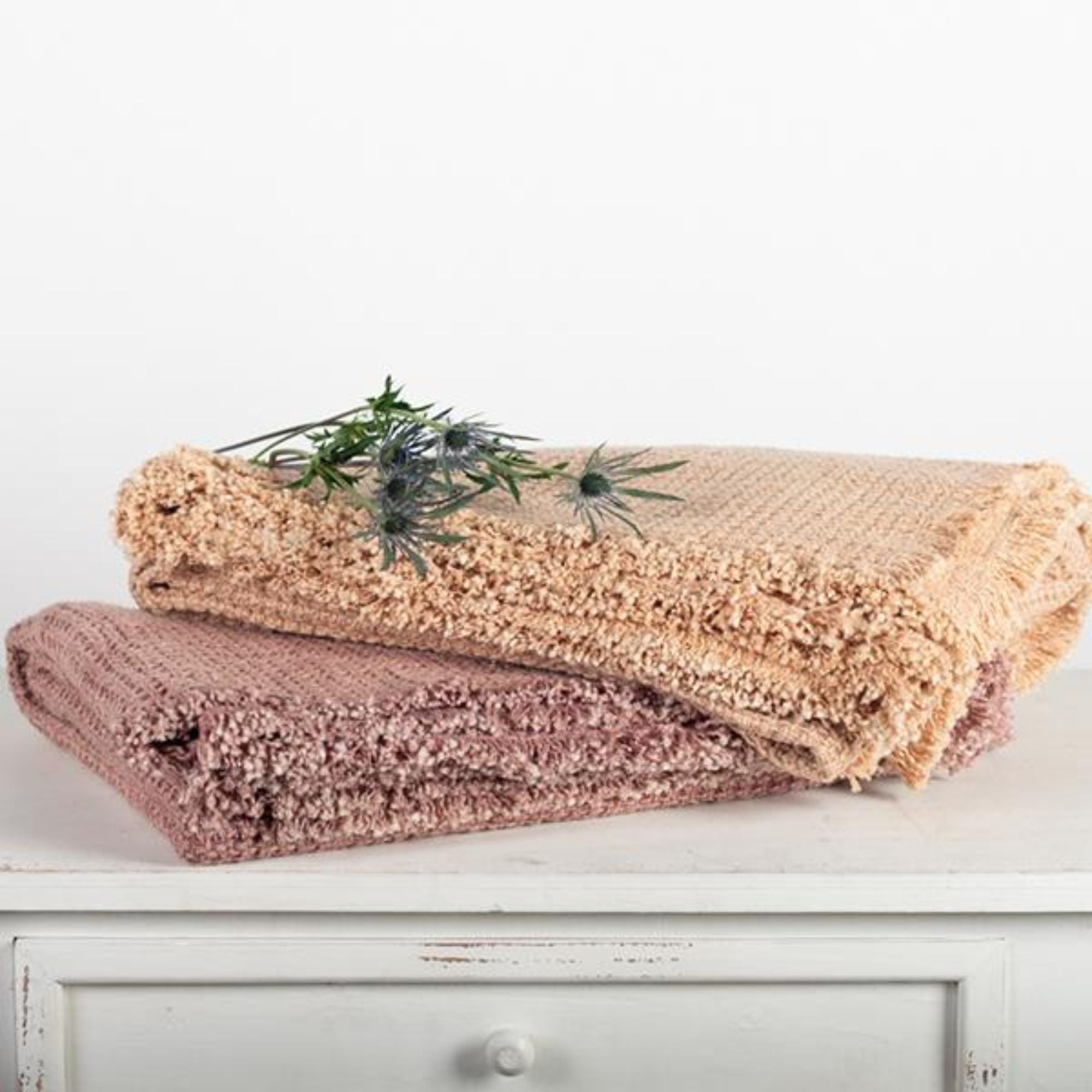 Cotton Throw With Fringe in Rose | CastleUp Experience Centre Online Furniture