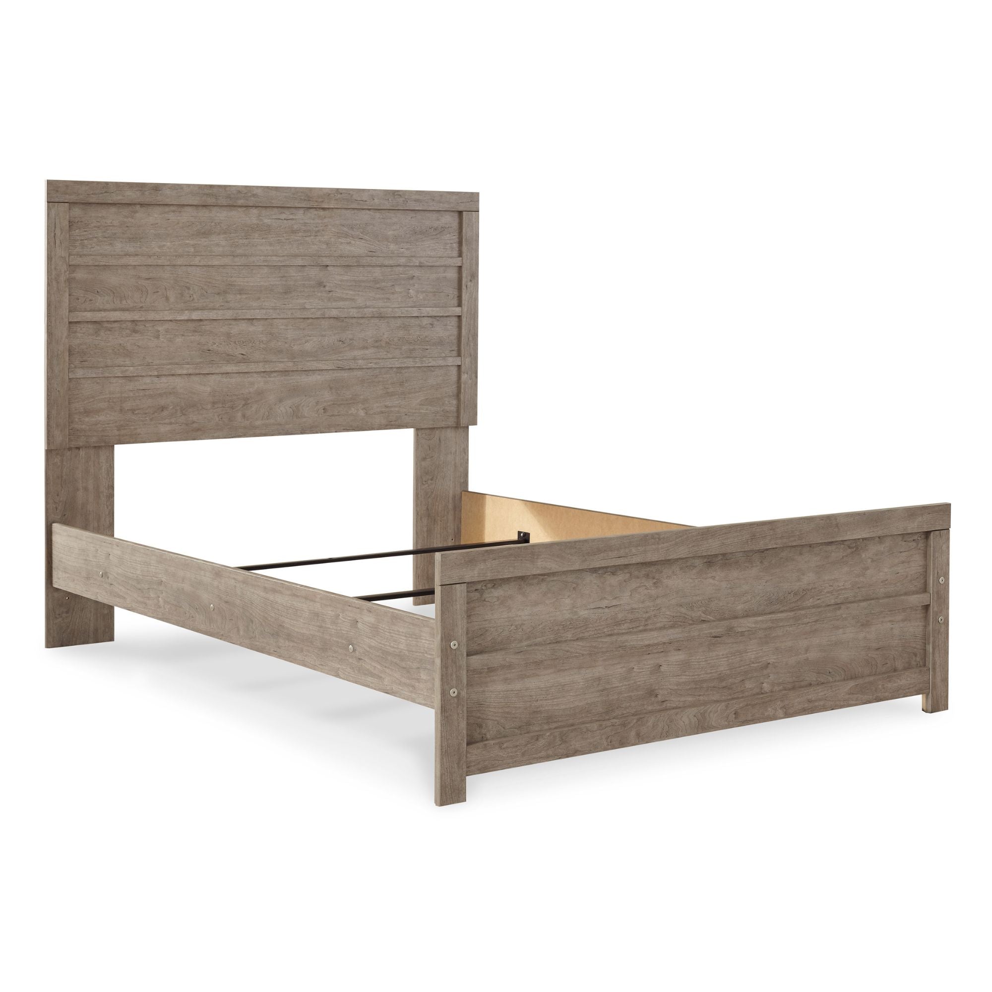 Signature Ashley Culverbach grey bed with upholstered headboard and sturdy frame, part of a stylish bedroom set.
