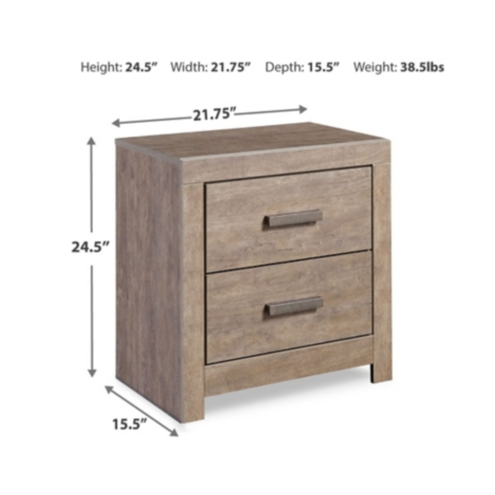 Gray Culverbach nightstand by Signature Ashley with sleek design and modern drawer handles in a bedroom setting.