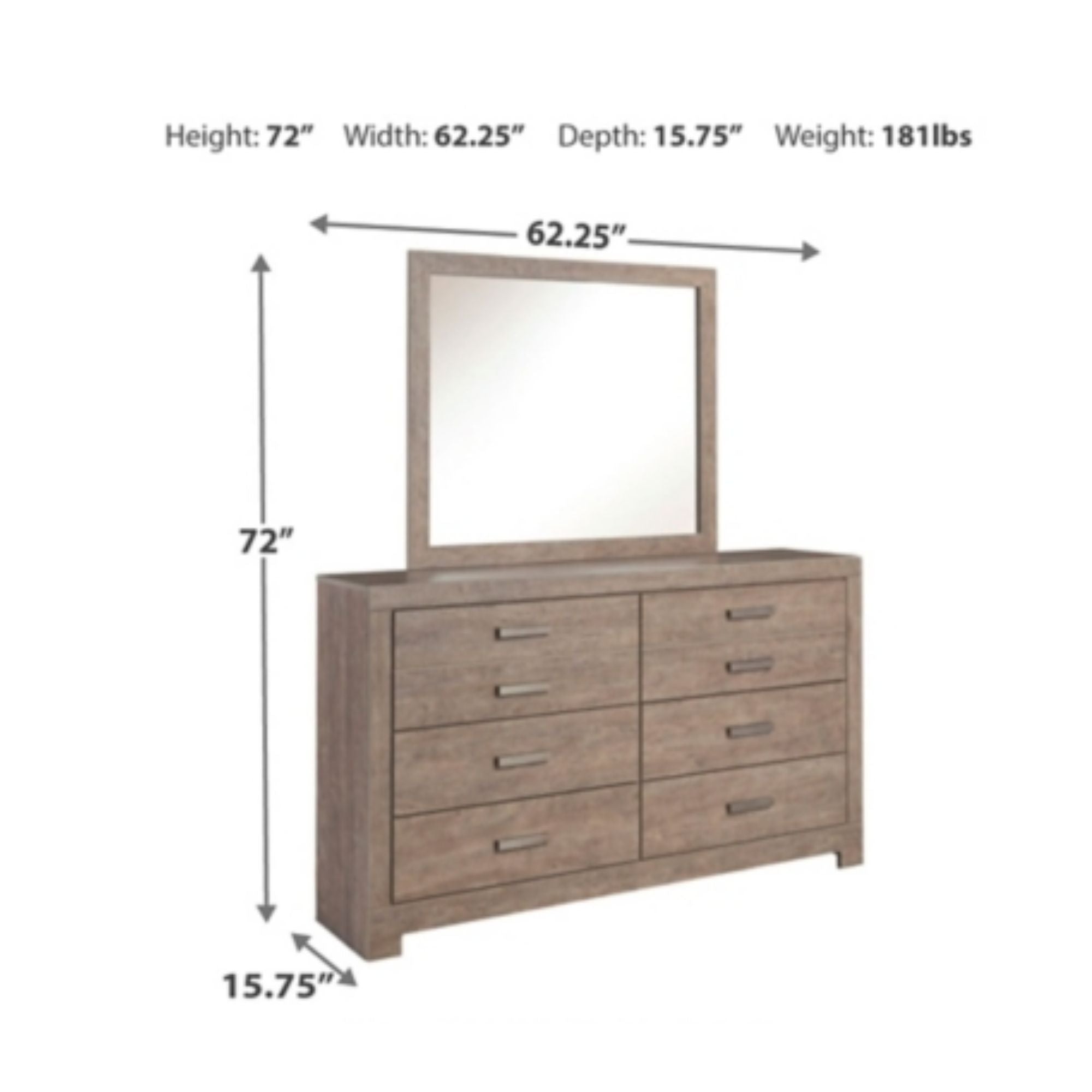 Signature Ashley Culverbach dresser and mirror in grey with sleek wood finish and modern design, shown in a contemporary bedroom setting.