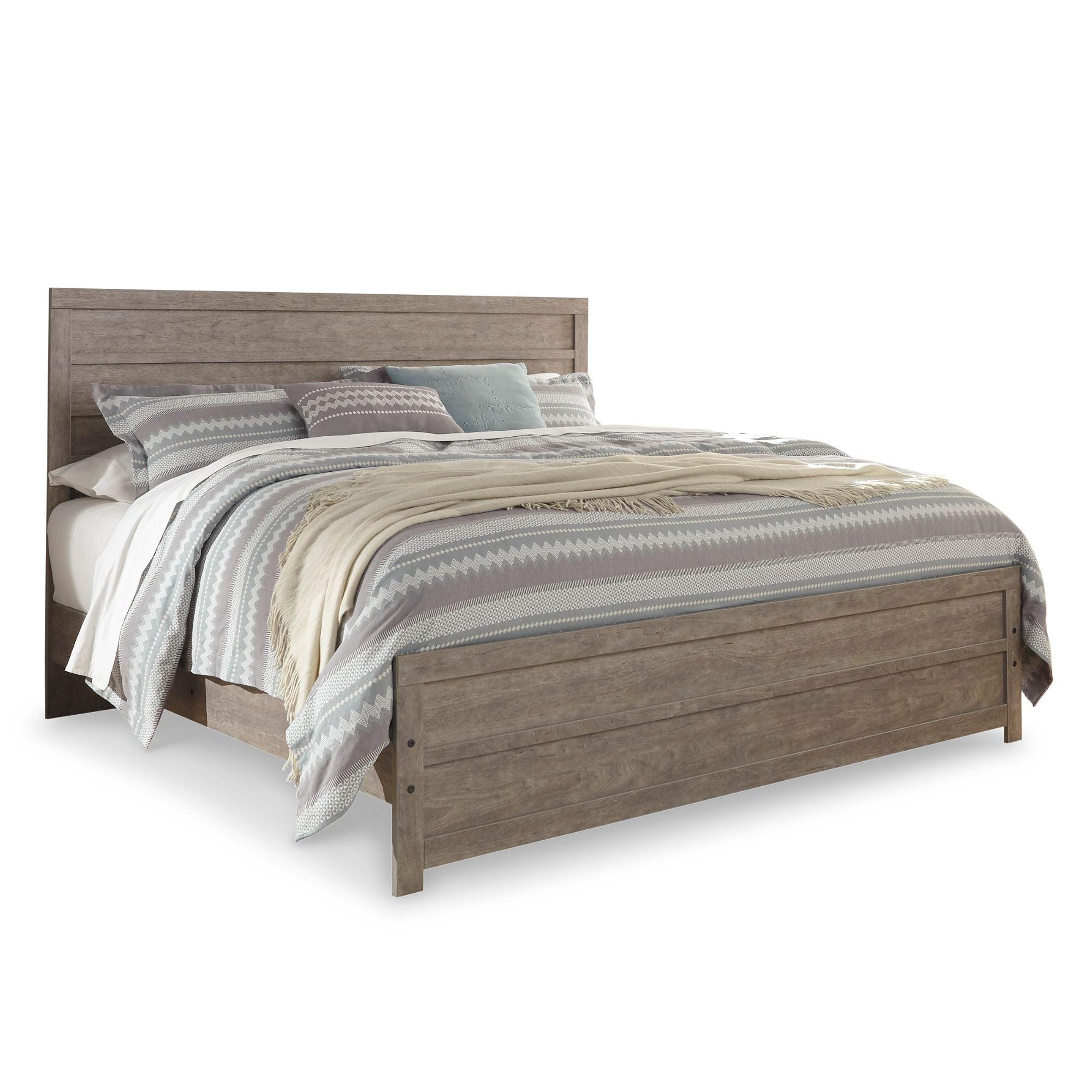 Grey Culverbach bed from Signature Ashley, showcasing a stylish bedroom set with a contemporary bed frame and matching bedding.