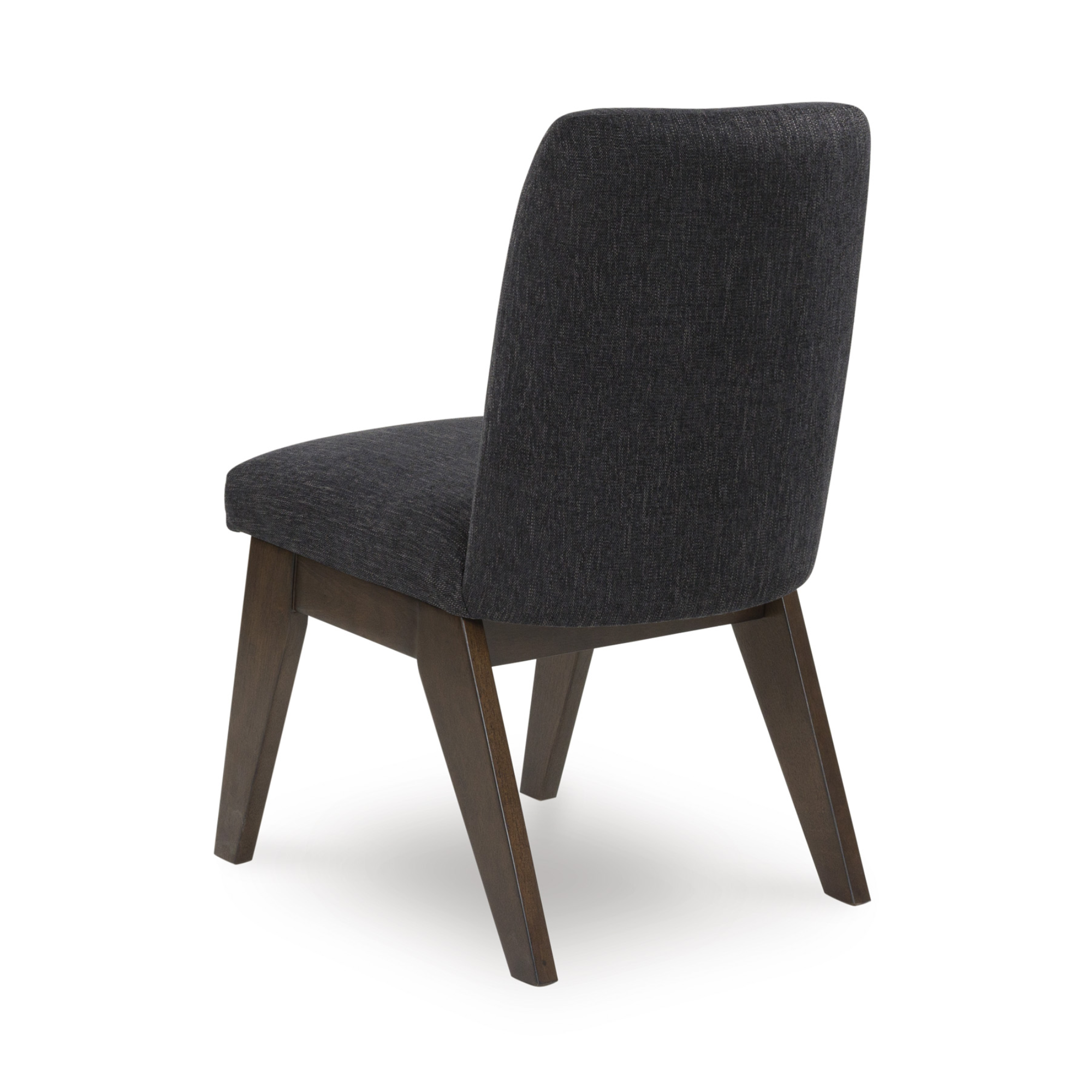 Set of two Dilenno UPH Side Dining Chairs by Signature Ashley with upholstered seats and wooden legs.