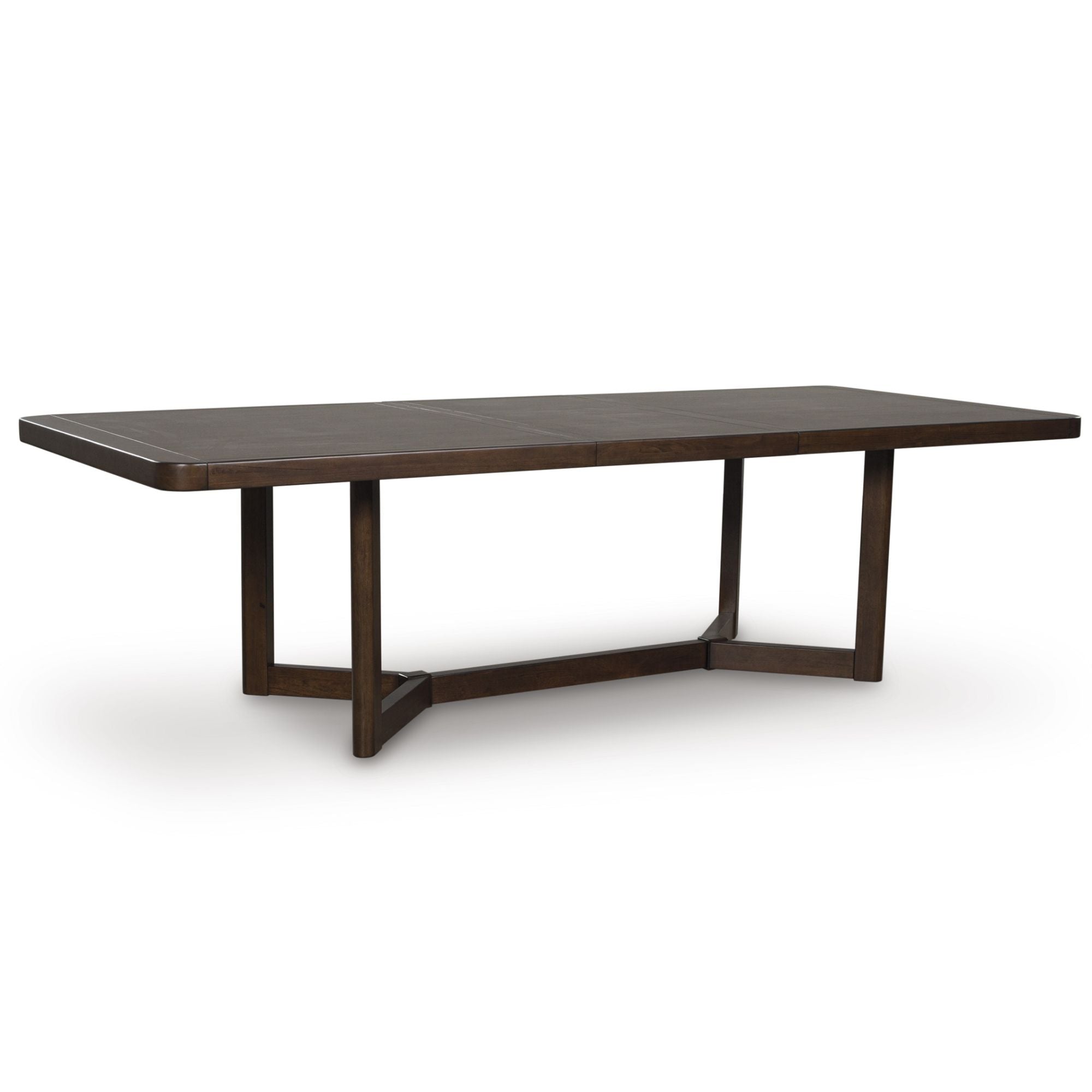 Brown Dilenno RECT dining room extension table by Signature Ashley, showcasing its sleek wooden surface and sturdy design.