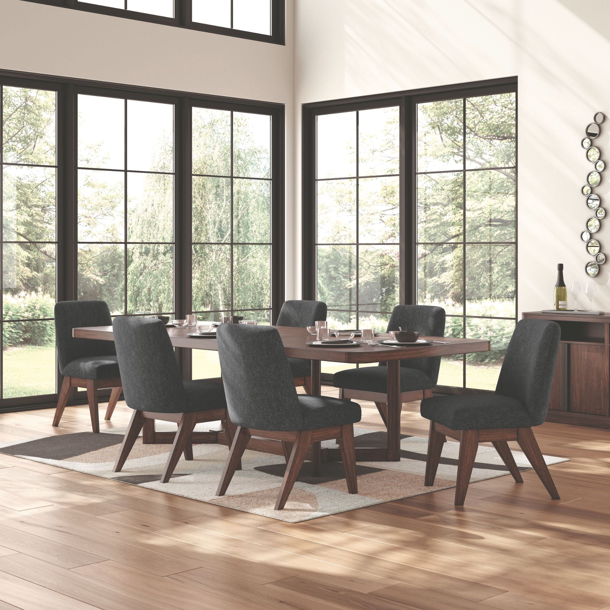Brown Dilenno EXT dining room table set by Signature Ashley with matching chairs, perfect for elegant family meals.
