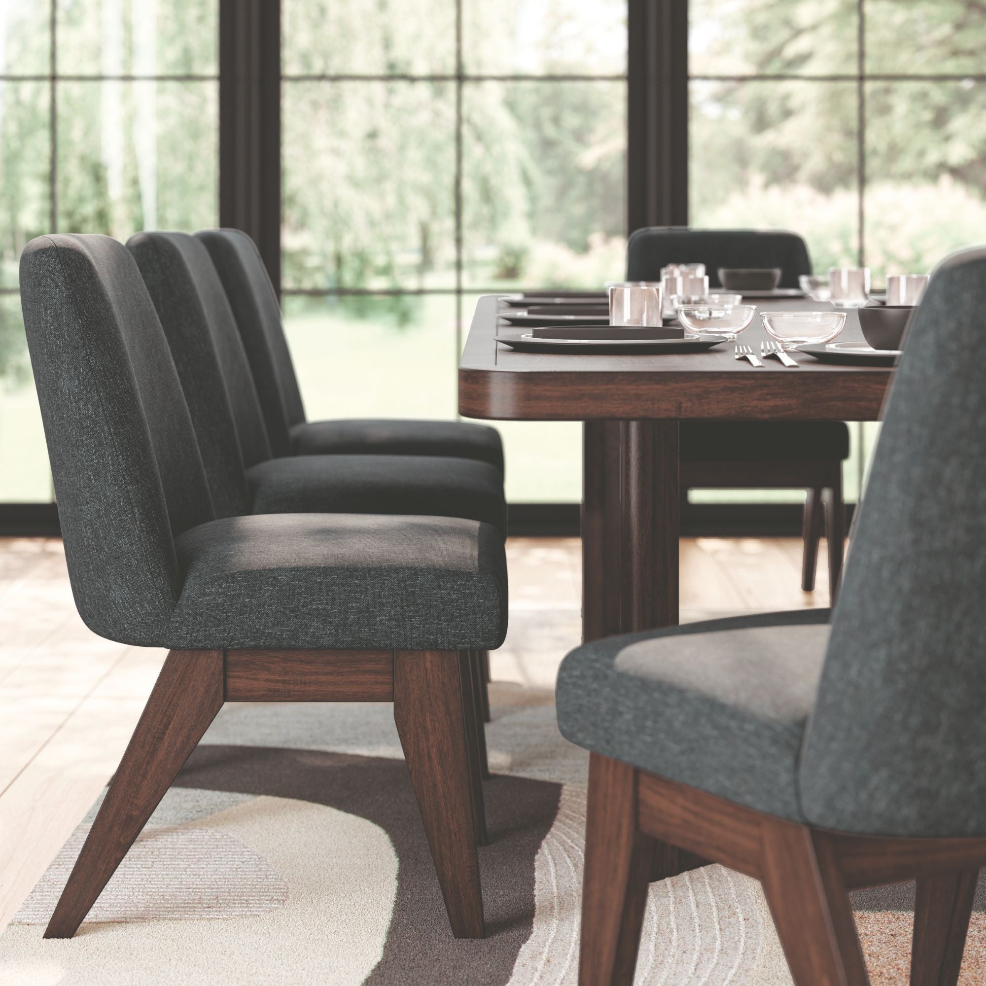 Brown Dilenno EXT dining room table set by Signature Ashley with matching chairs, modern design, and sturdy wood construction.