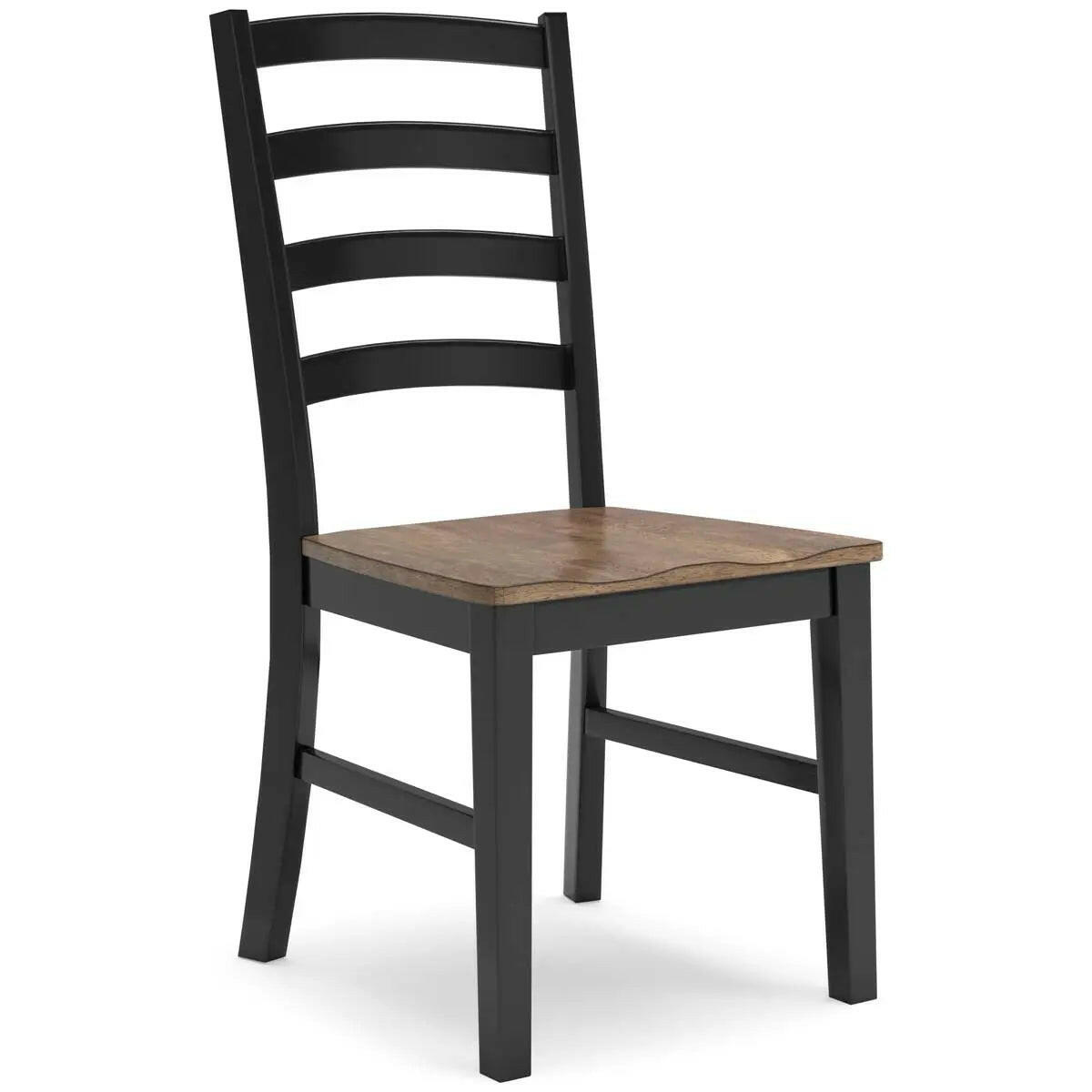 Wildenauer dining room set by Signature Ashley with a brown and black table and matching chairs, angled view showing table and seating.