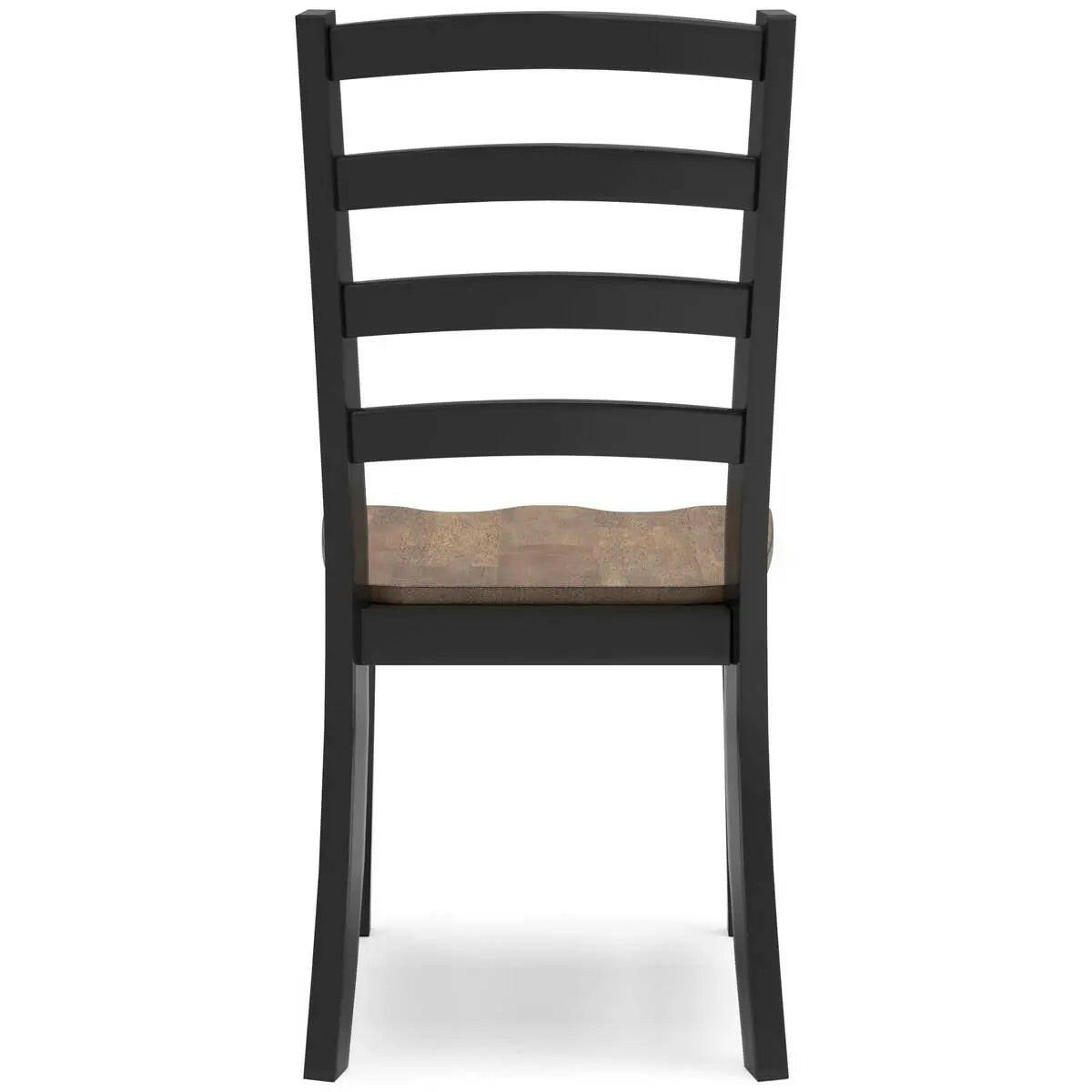 Wildenauer dining room set by Signature Ashley featuring a brown and black table with matching chairs, viewed from the back.
