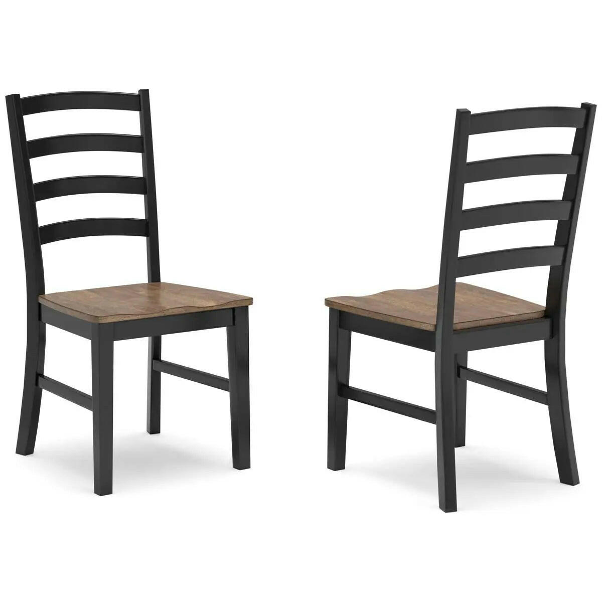 Signature Ashley Wildenauer dining room set with brown and black finish, featuring a table and matching chairs, seen from an angled side view.