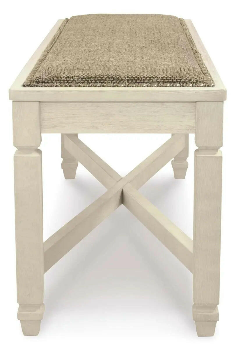White Bolanburg 6-piece dining room set by Signature Ashley featuring a table and matching chairs in a modern design.