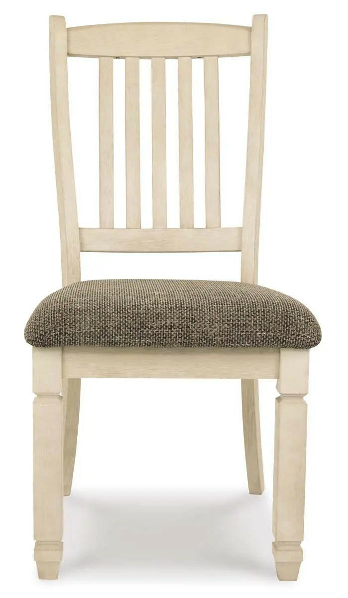 White Bolanburg 6-piece dining room set by Signature Ashley, featuring a table and matching chairs in a modern design.