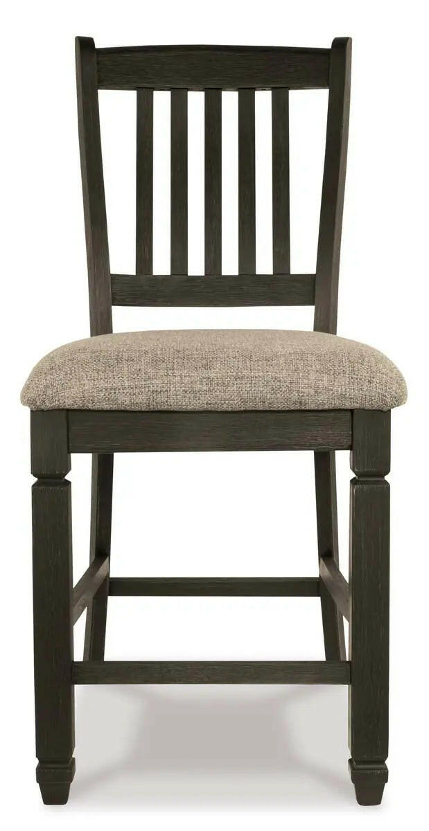 Signature Ashley Tyler Creek black and grey 6-piece counter height dining set with chairs and table, modern dining room furniture.