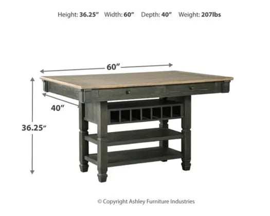 Black and grey Tyler Creek counter height 6-piece dining set by Signature Ashley featuring a modern design and sturdy wooden construction.