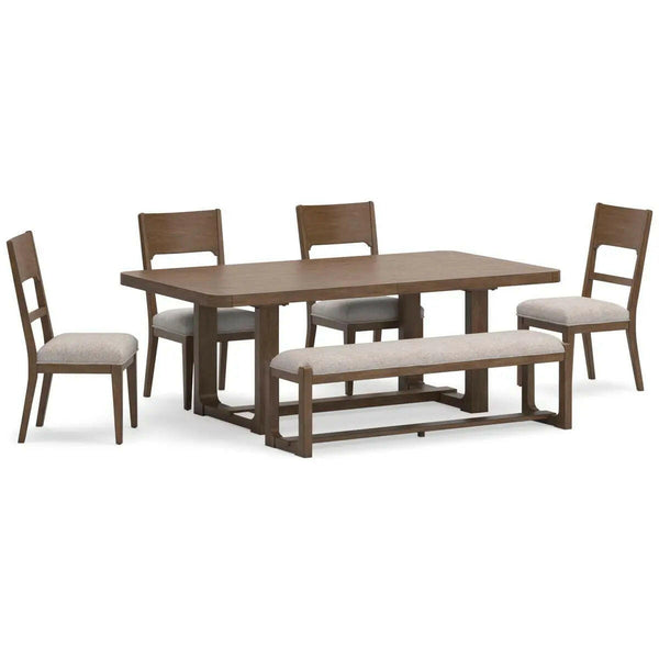 Cabalynn 6-piece brown dining set from Signature Design by Ashley, including a table and matching chairs for a dining room.