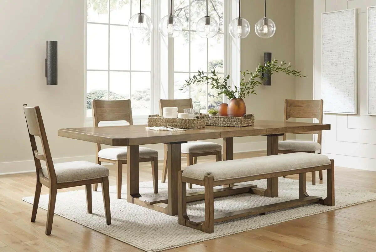 Cabalynn 6-piece brown dining set by Signature Design Ashley, includes table and matching chairs for a stylish dining room.