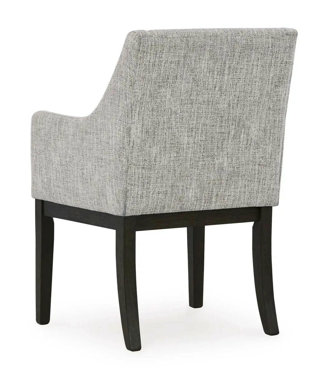 Dark brown Ashley Signature Burkhaus EXT dining room set with armchair, shown from the back in a modern kitchen setting.