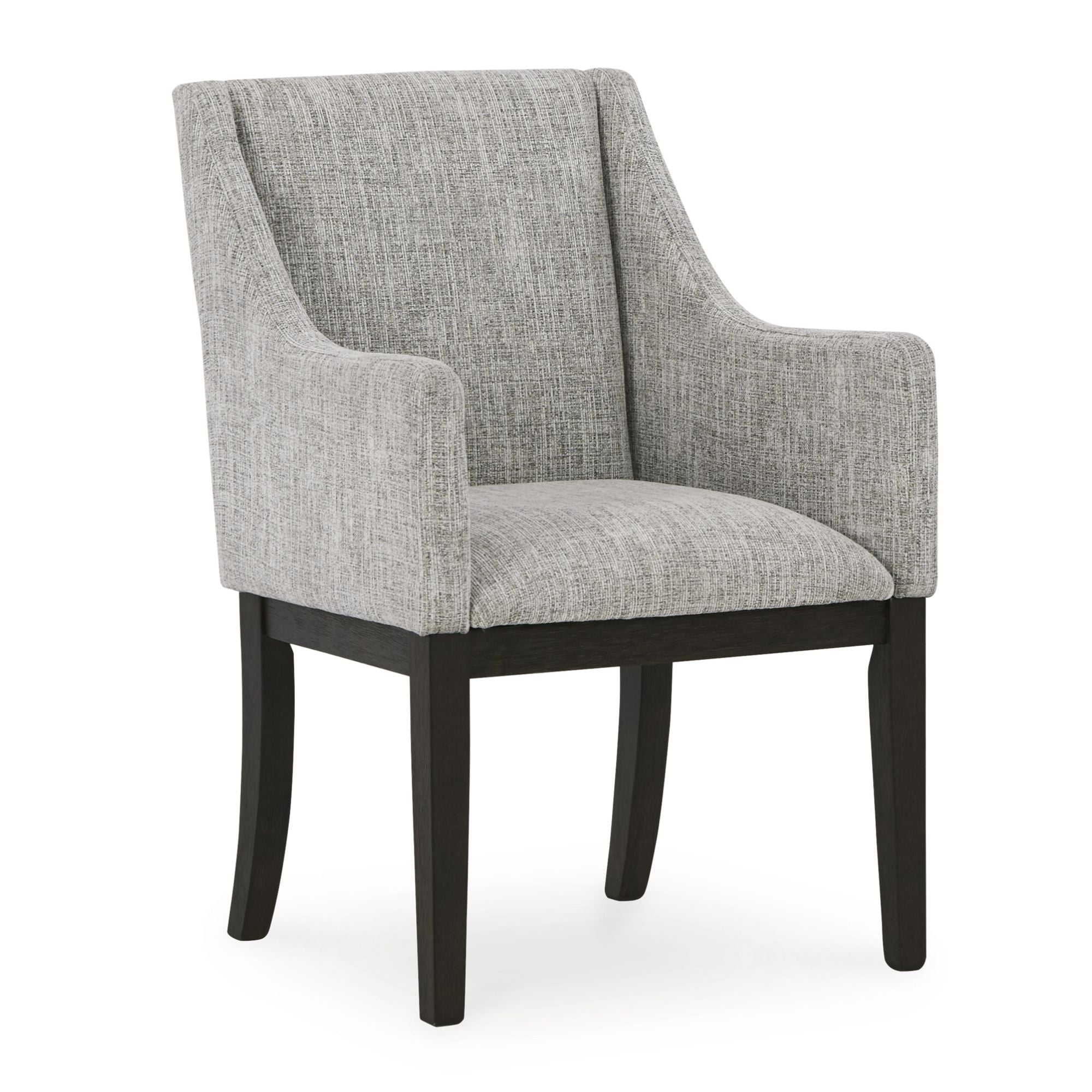 Set of two Signature Ashley Burkhaus Dining UPH Arm Chairs with upholstered seats and wooden legs, modern dining room style