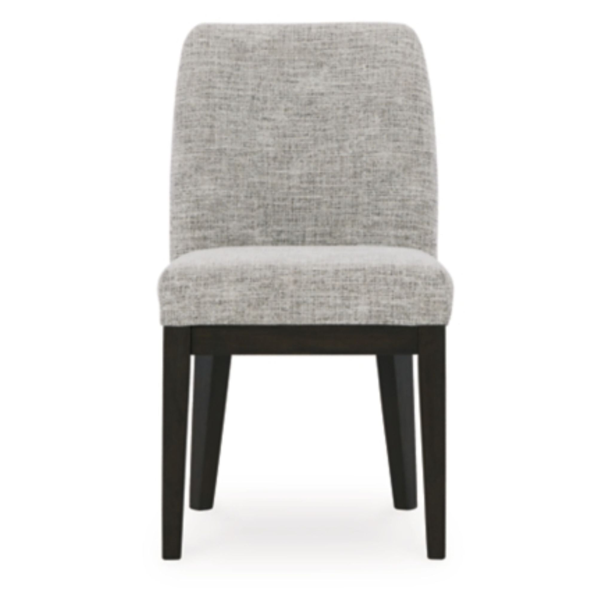 Pair of Signature Ashley Burkhaus Dining UPH side dining chairs, upholstered with wooden legs, set of two.