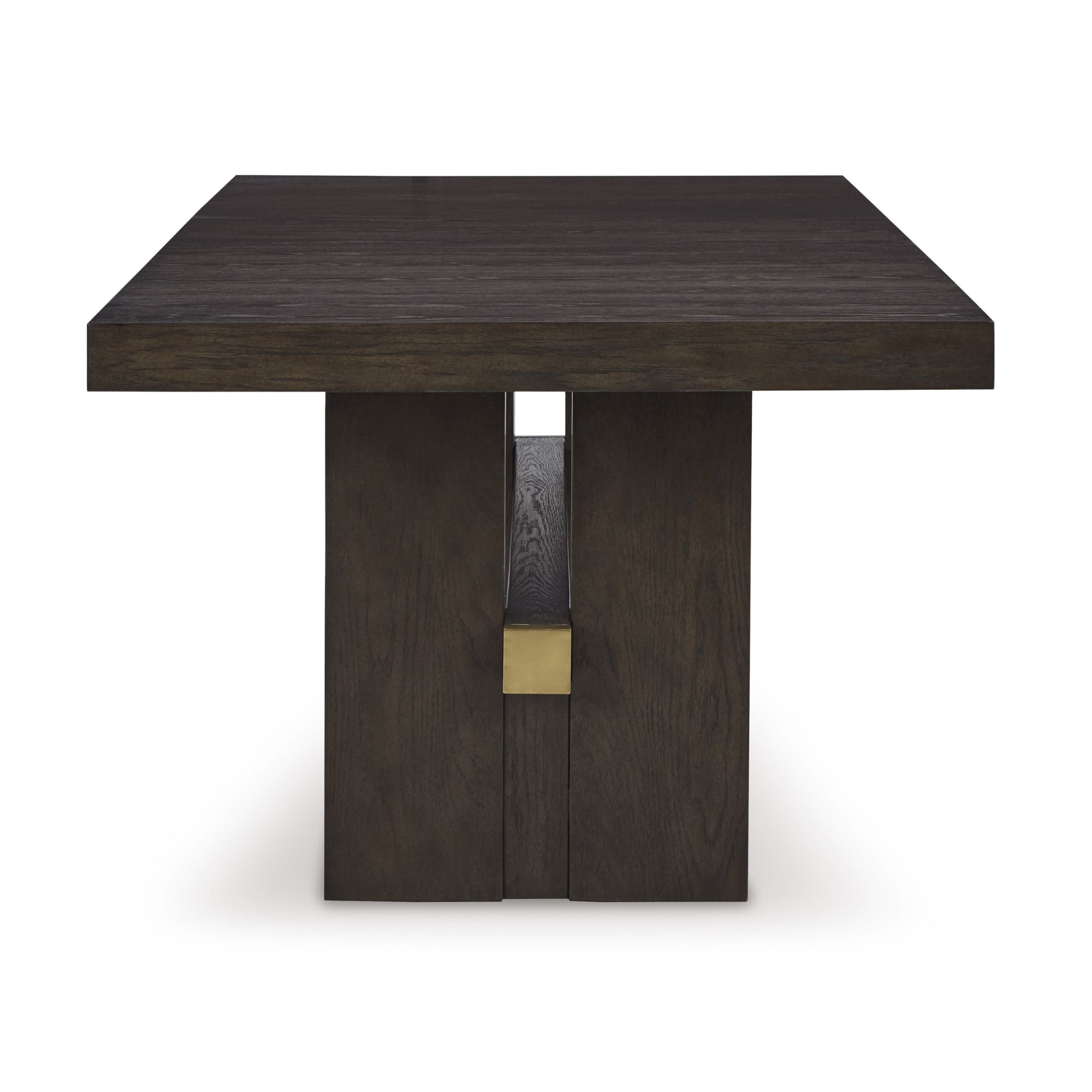 Signature Ashley Burkhaus Ext dining room table with a sleek wood finish and extendable design for versatile dining spaces.