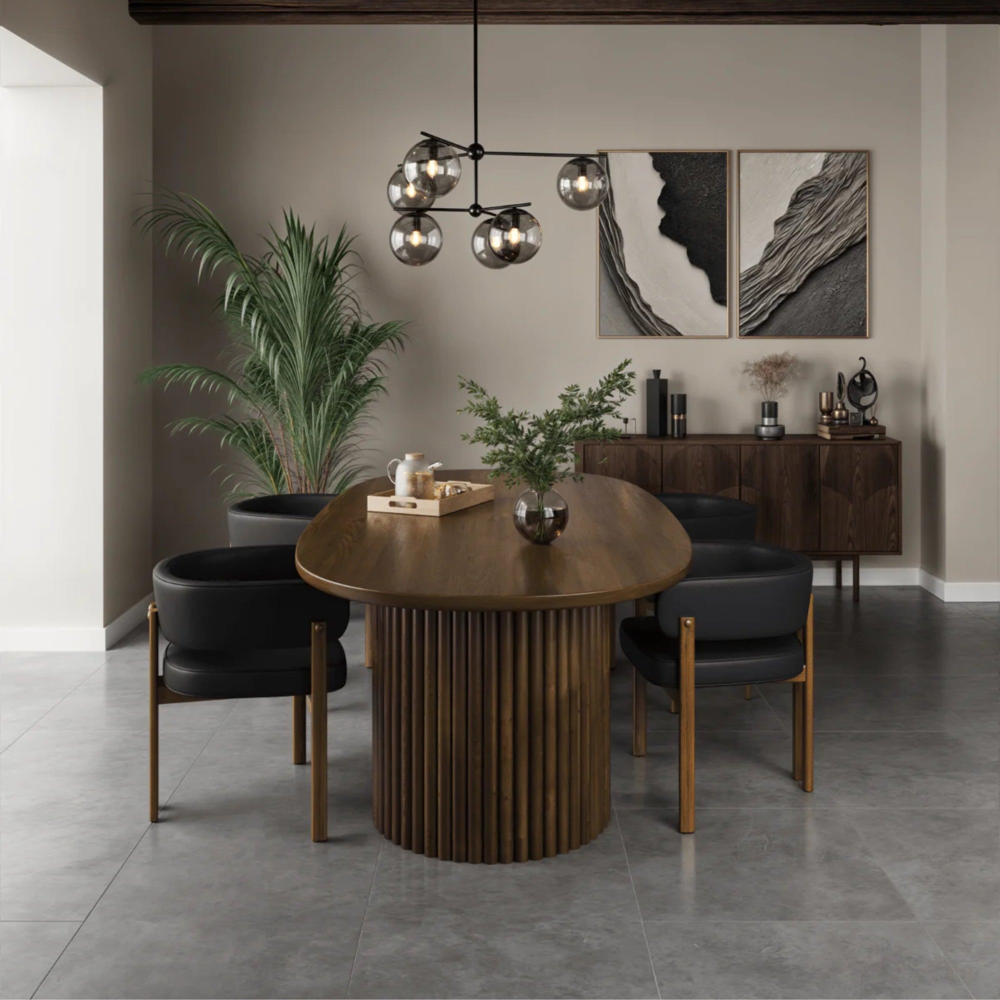 Sculptural 96" Oval Mango Wood Dining Table