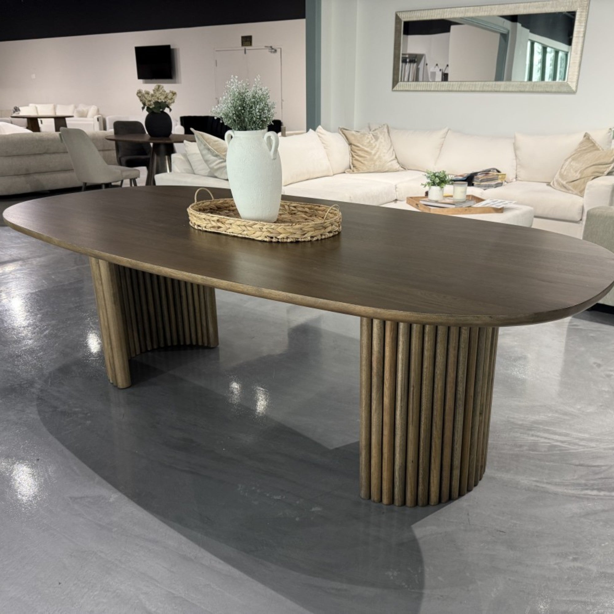 Sculptural 96" Oval Mango Wood Dining Table