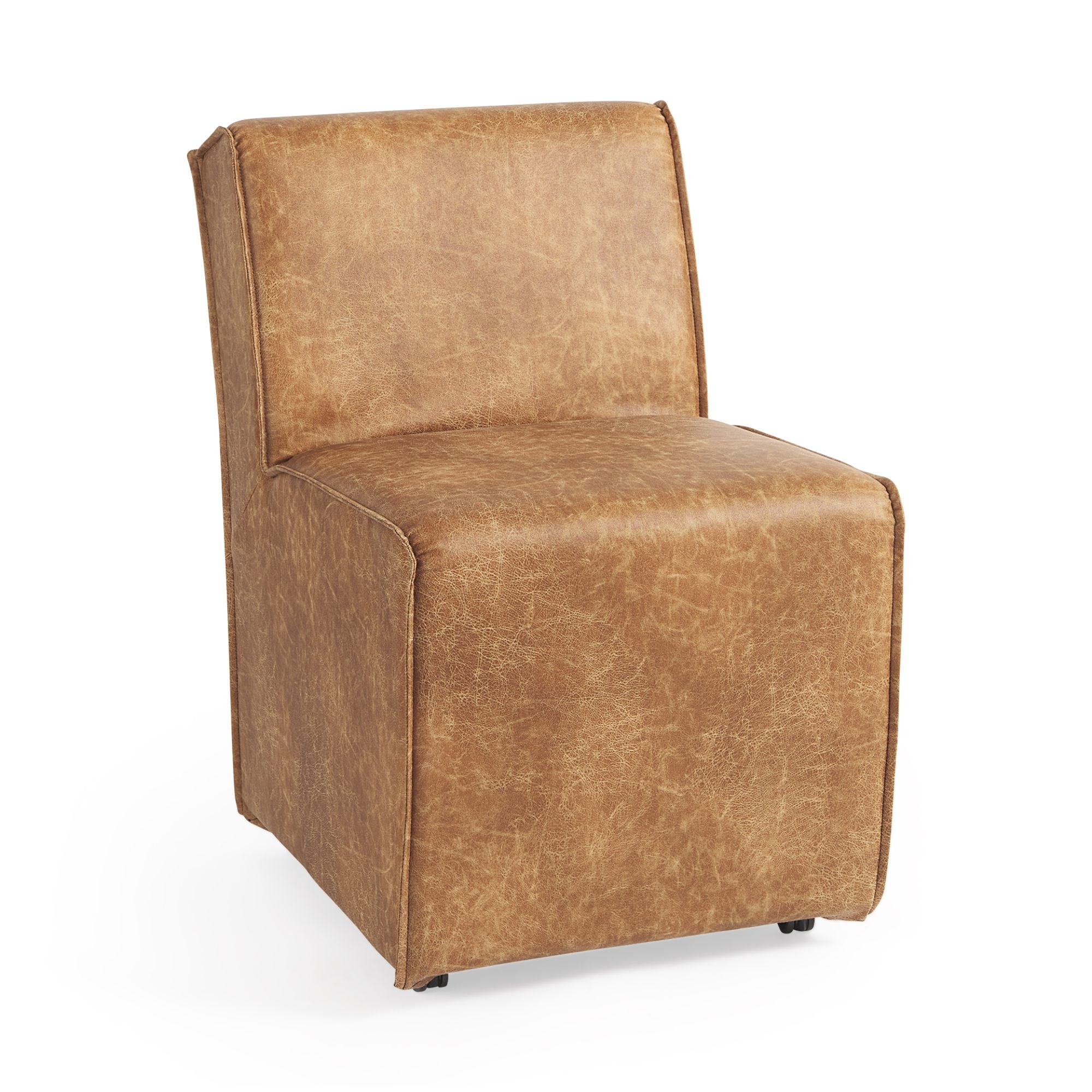 Mercana Damon Collection Dining Chair on Casters in Cognac Brown | CastleUp Experience Centre Online Furniture