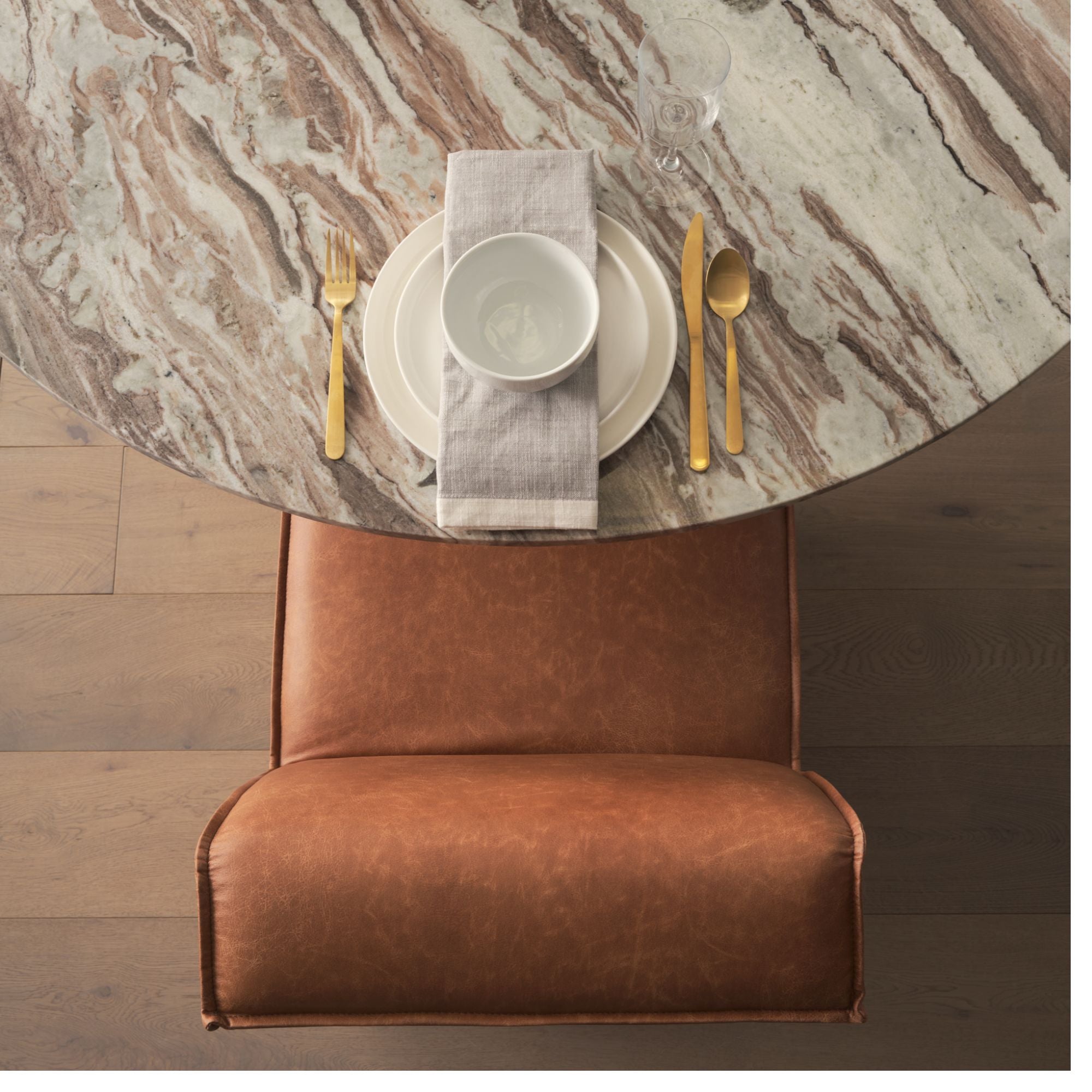 Mercana Damon Collection Dining Chair on Casters in Cognac Brown | CastleUp Experience Centre Online Furniture