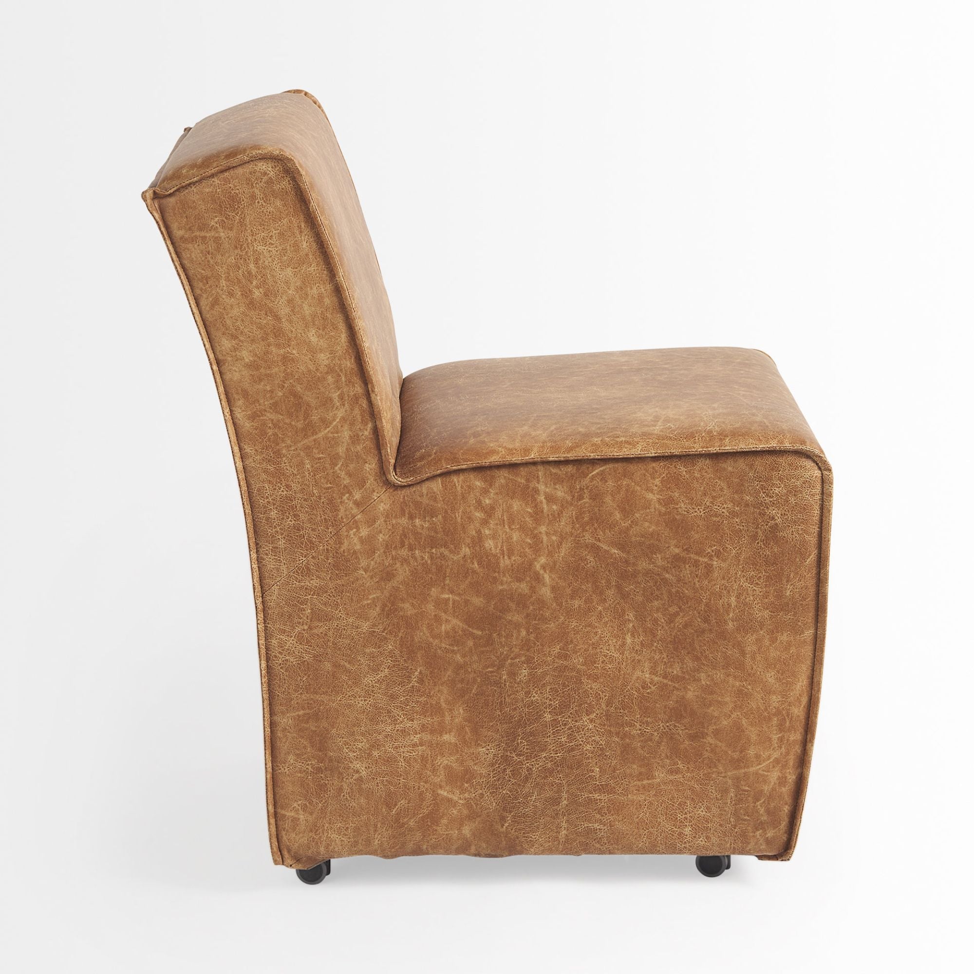 Mercana Damon Collection Dining Chair on Casters in Cognac Brown | CastleUp Experience Centre Online Furniture