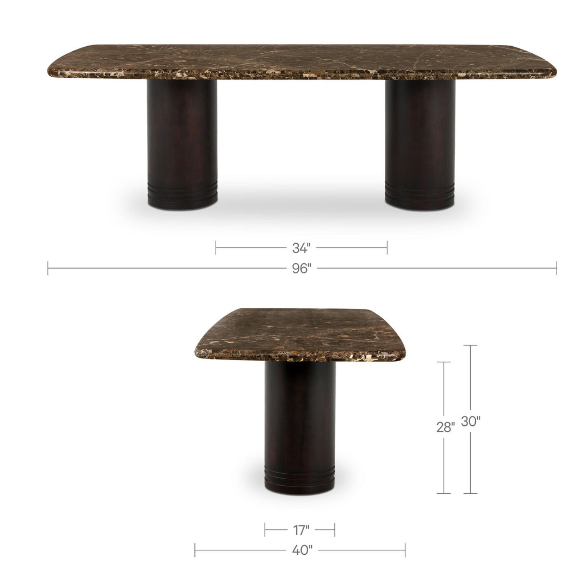 Daphne Large Dining Table – Dark Emperador Marble (Pre-Order)