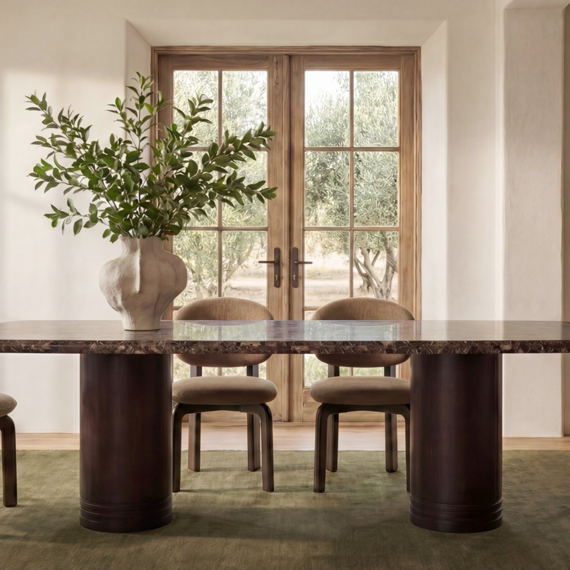 Daphne Large Dining Table – Dark Emperador Marble (Pre-Order)