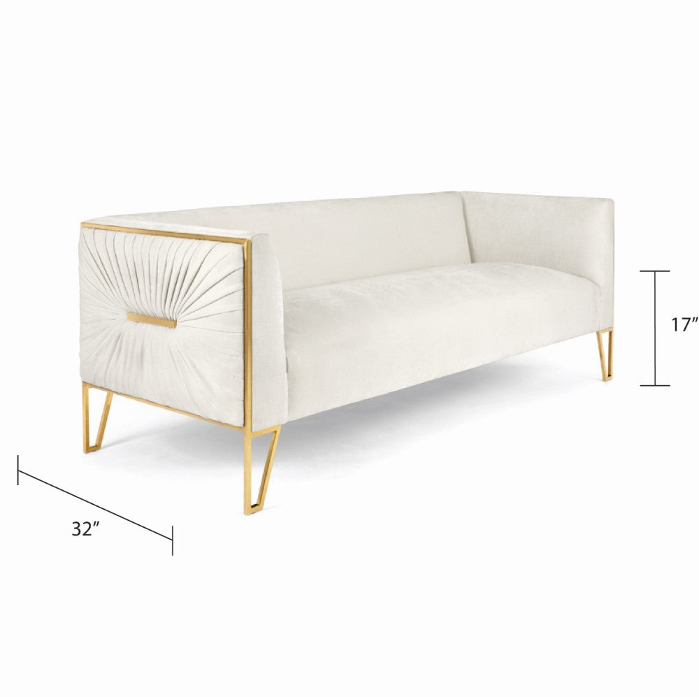 Xcella Truro Sofa in matte gold with elegant design, shown from the side with plush cushioning and modern style.