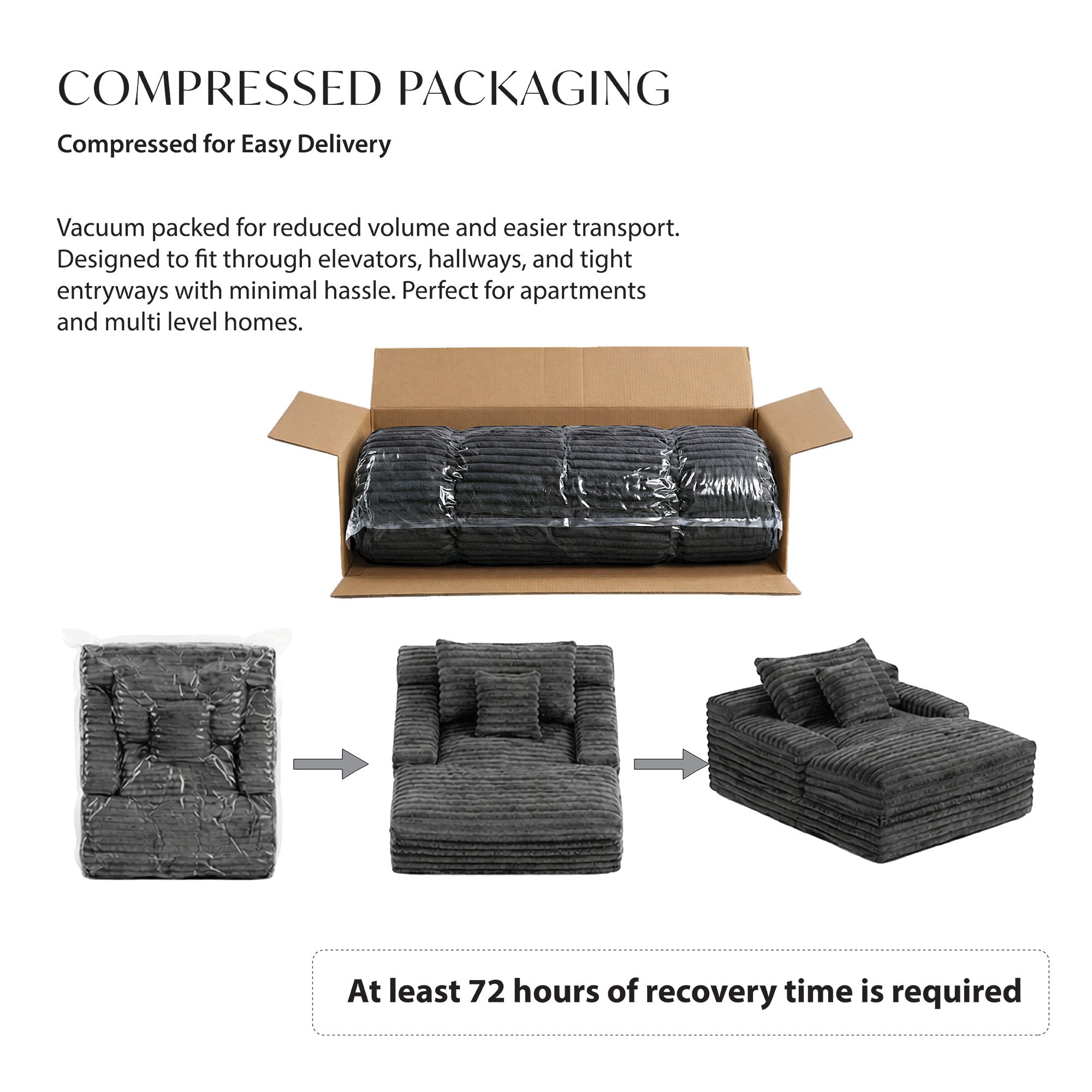 Oversized Cozy Single Lounge Sofa in Dark Grey