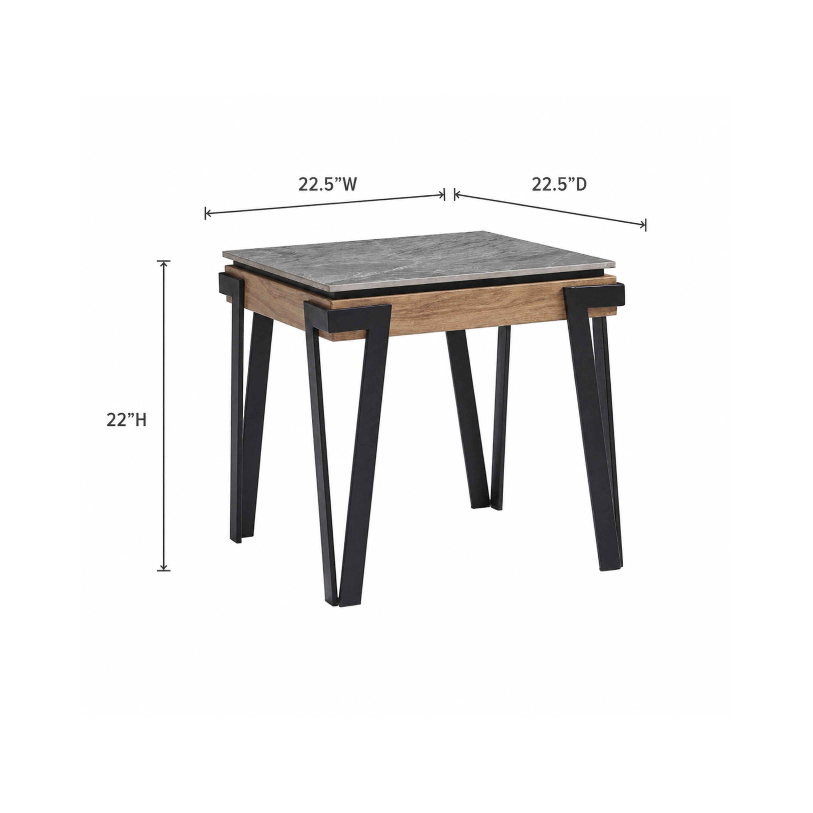 MAZ Dawn Collection end table with a sleek wooden surface and modern design, perfect as a stylish living room accent piece.
