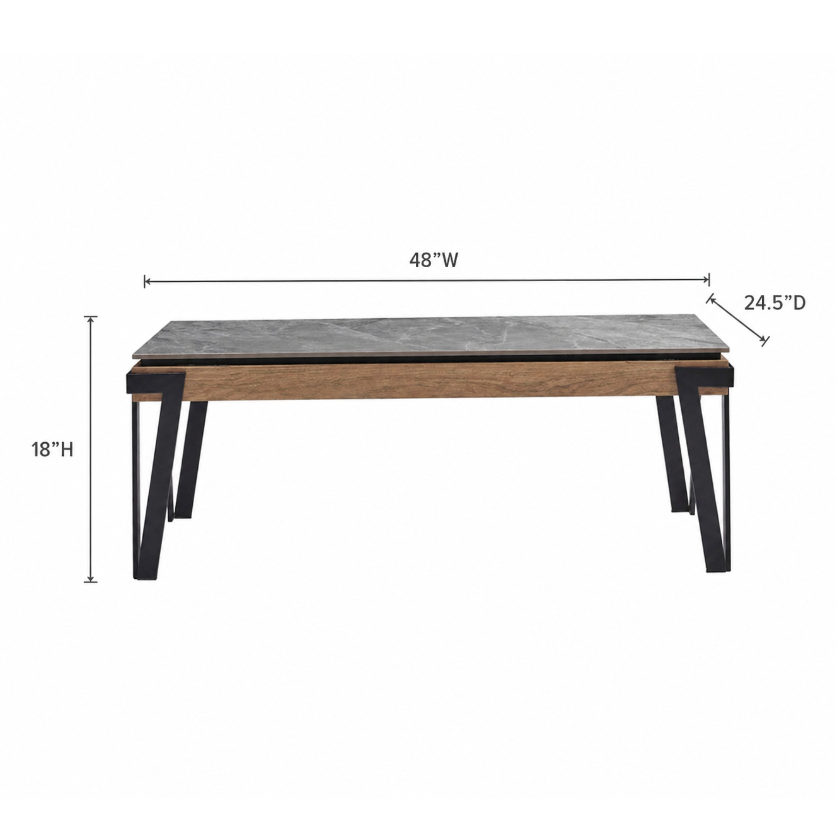 MAZ Dawn Collection coffee table with sleek wooden finish, modern design, and sturdy legs, perfect for living room decor.