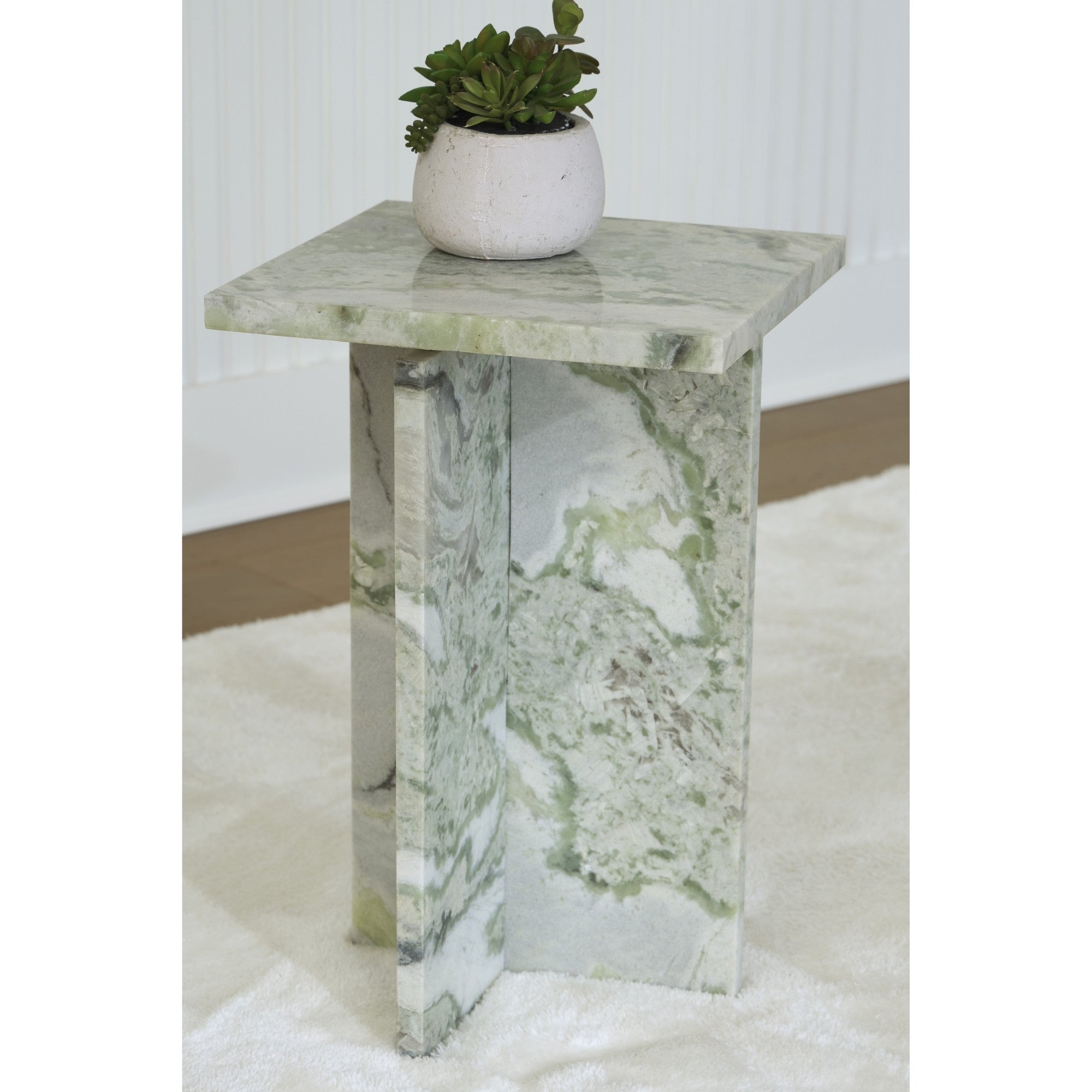 Deaconwell Marble Accent Table White/Green