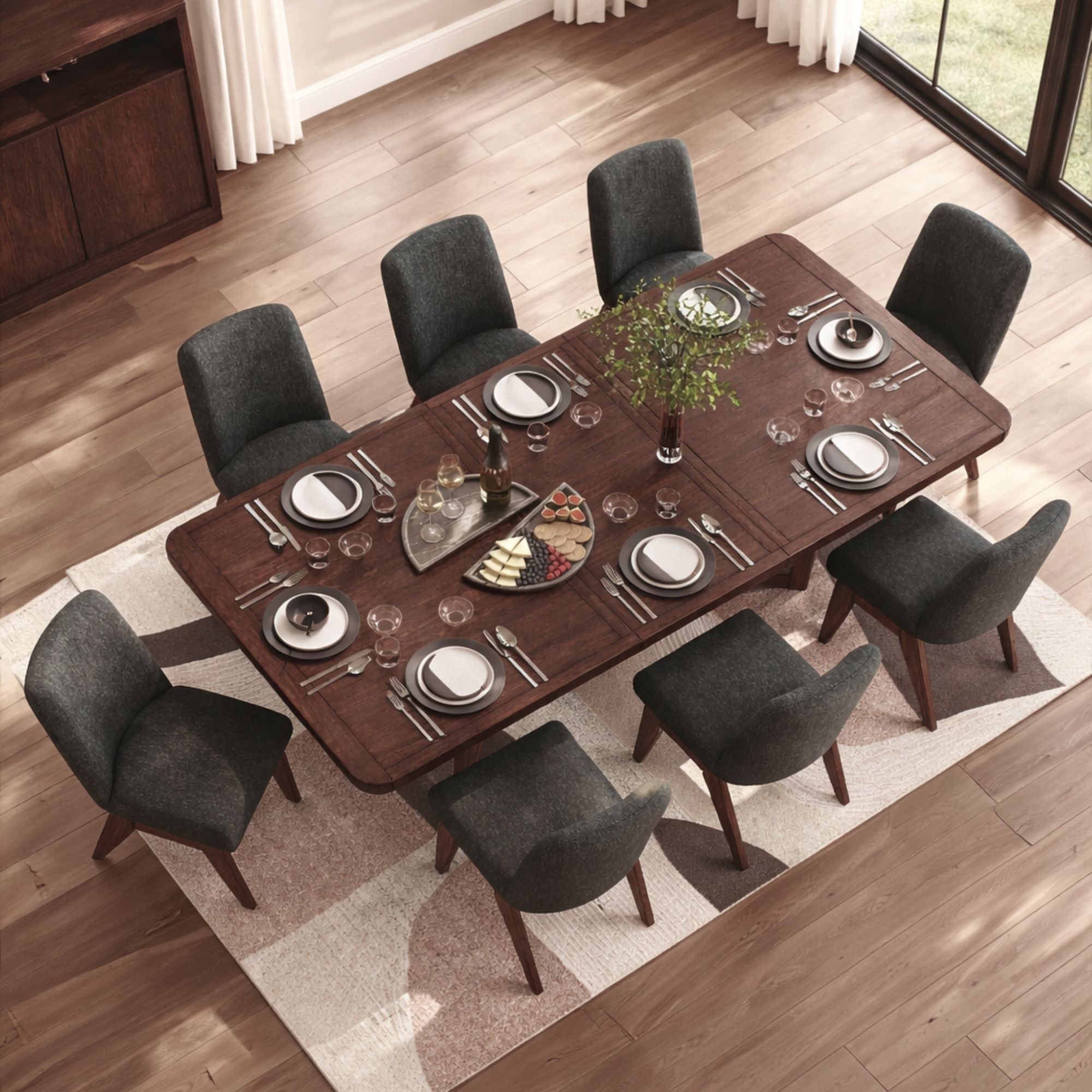 Brown Dilenno EXT dining room table and chairs set by Signature Ashley, showcasing a stylish and spacious kitchen or dining area.