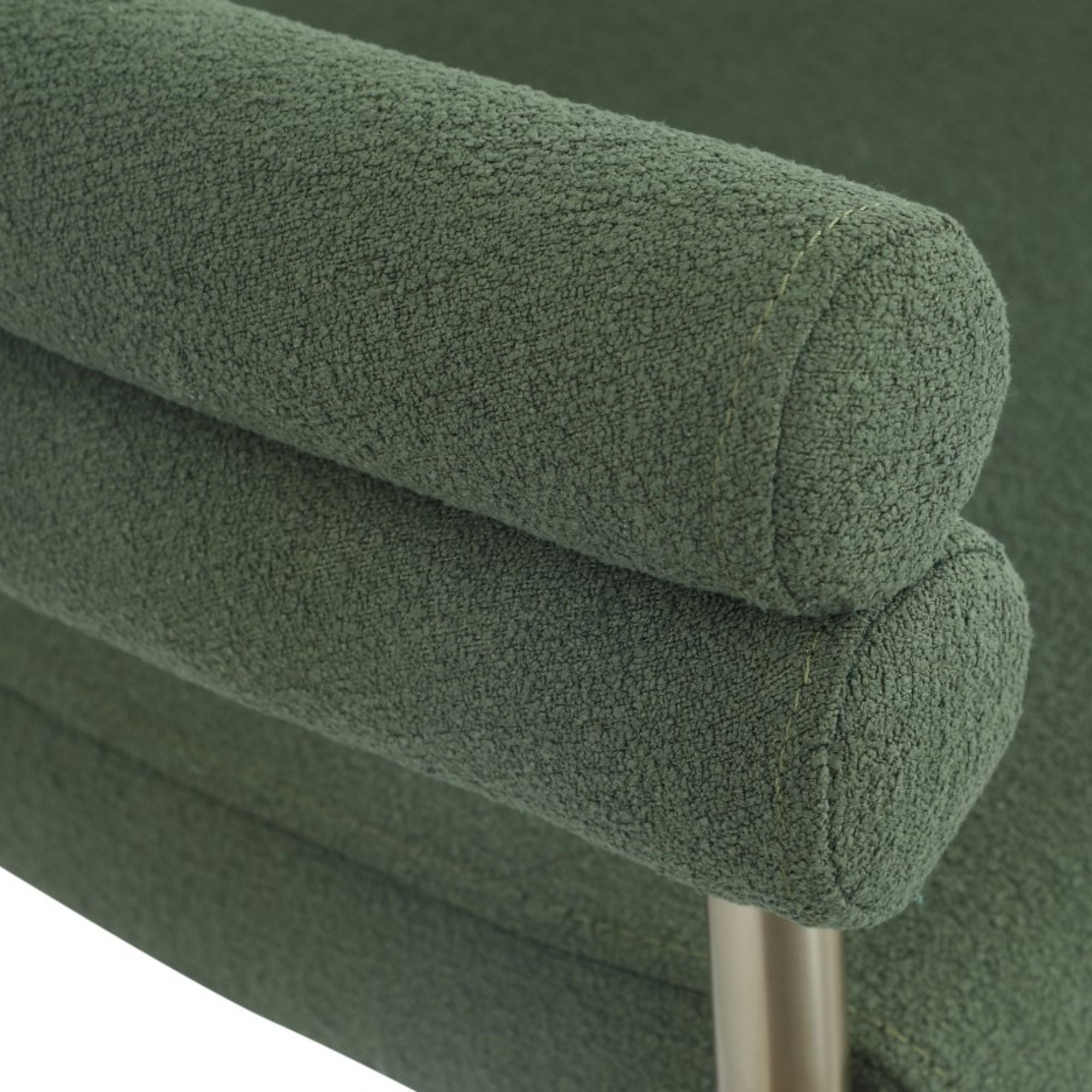 Set of two Brassex Allure green and gold dining chairs with modern design and plush upholstery.