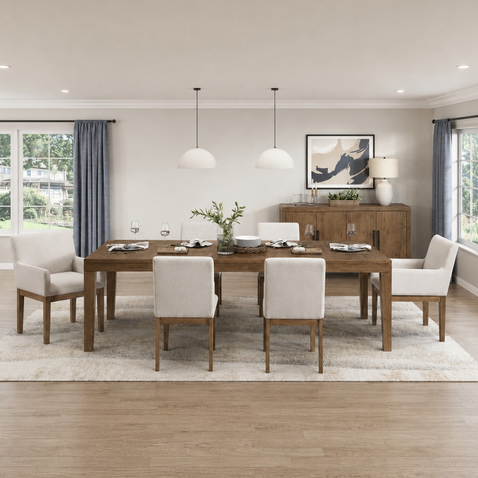 MAZ Matisse Collection extension leaf dining room set with wooden table and matching chairs, stylish and functional for family meals.