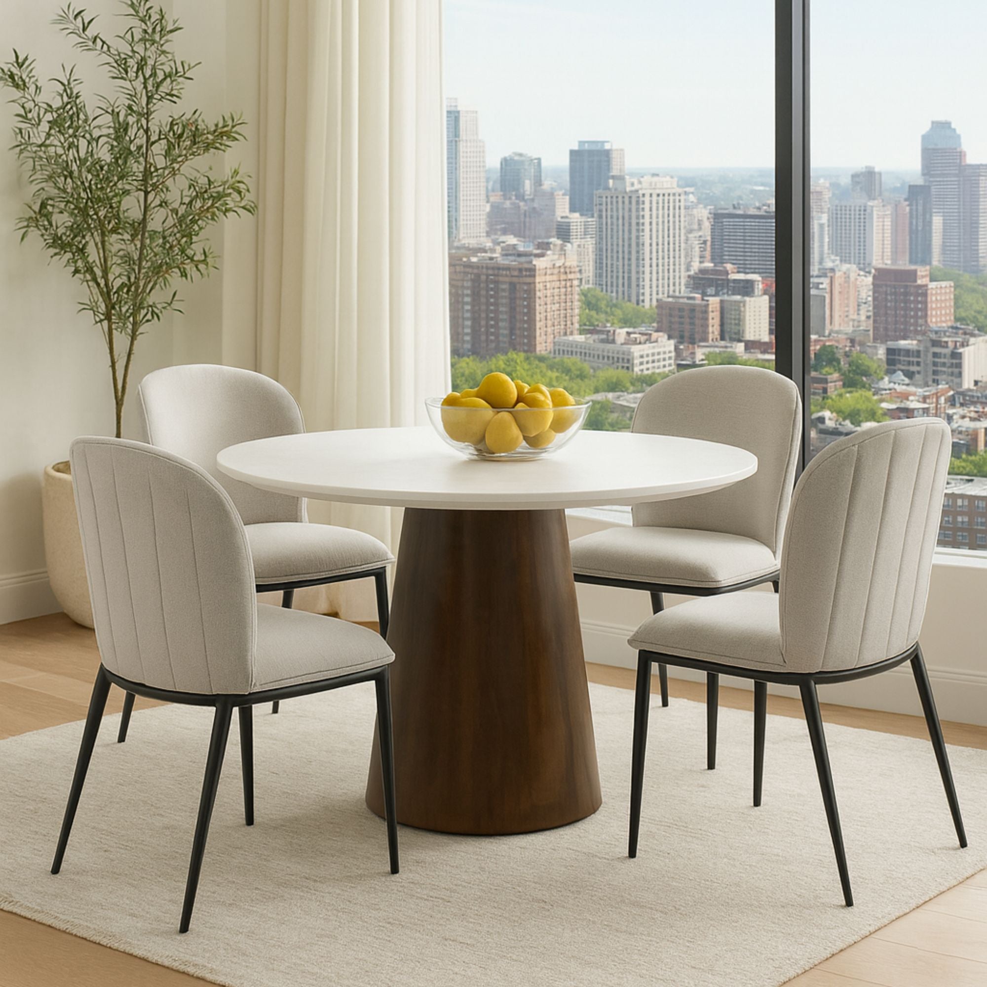 Ryder 5pc Natural Marble Top Dining Table Set