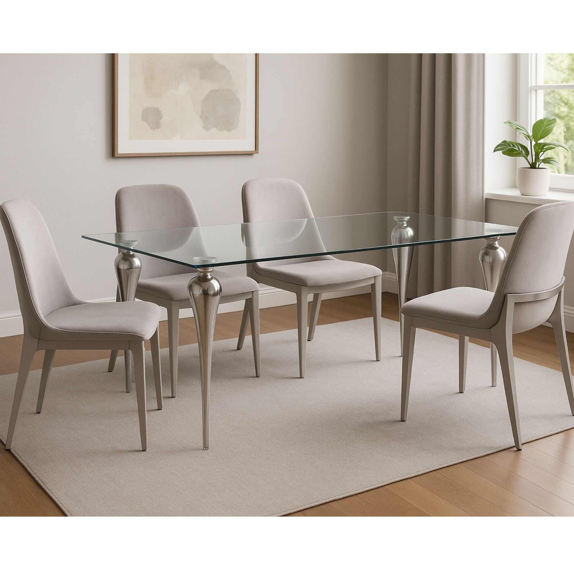 Omnia 5pc 71" Glass Dining Table Set