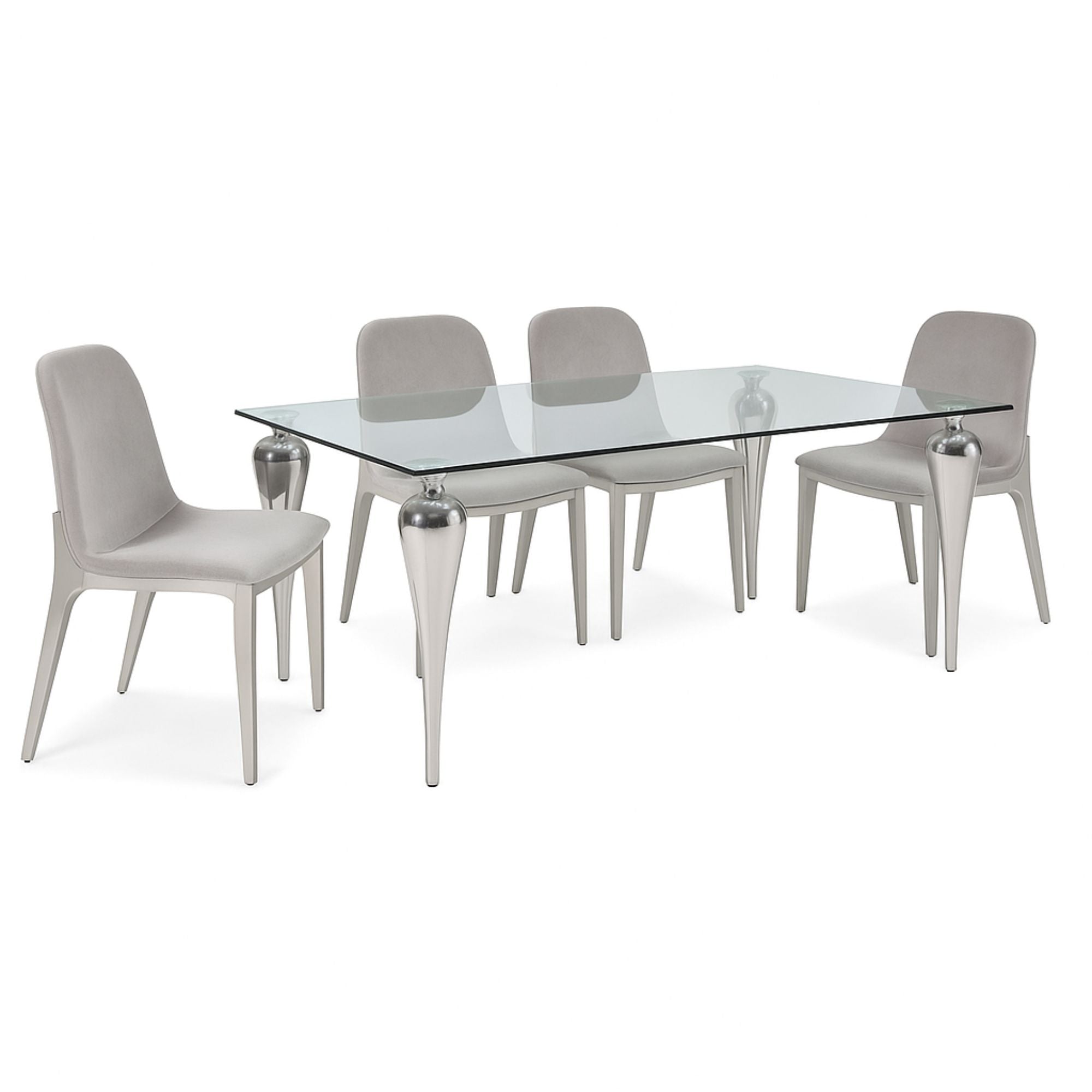Omnia 5pc 71" Glass Dining Table Set
