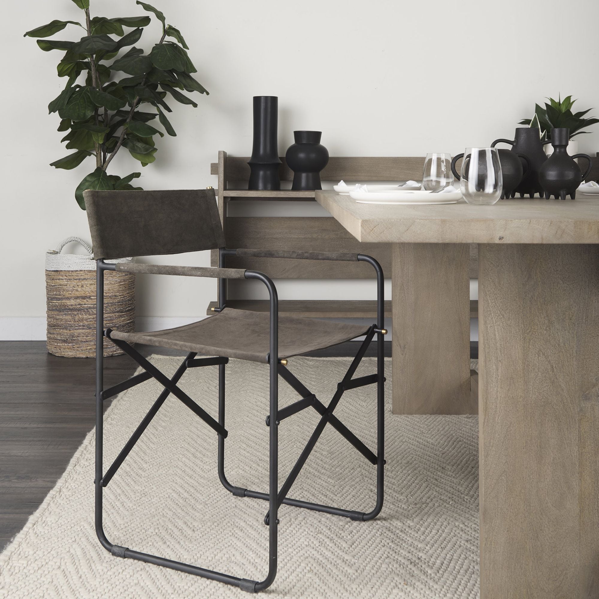 Mercana Direttore Dining Chair in Brown/Gray Suede | CastleUp Experience Centre Online Furniture