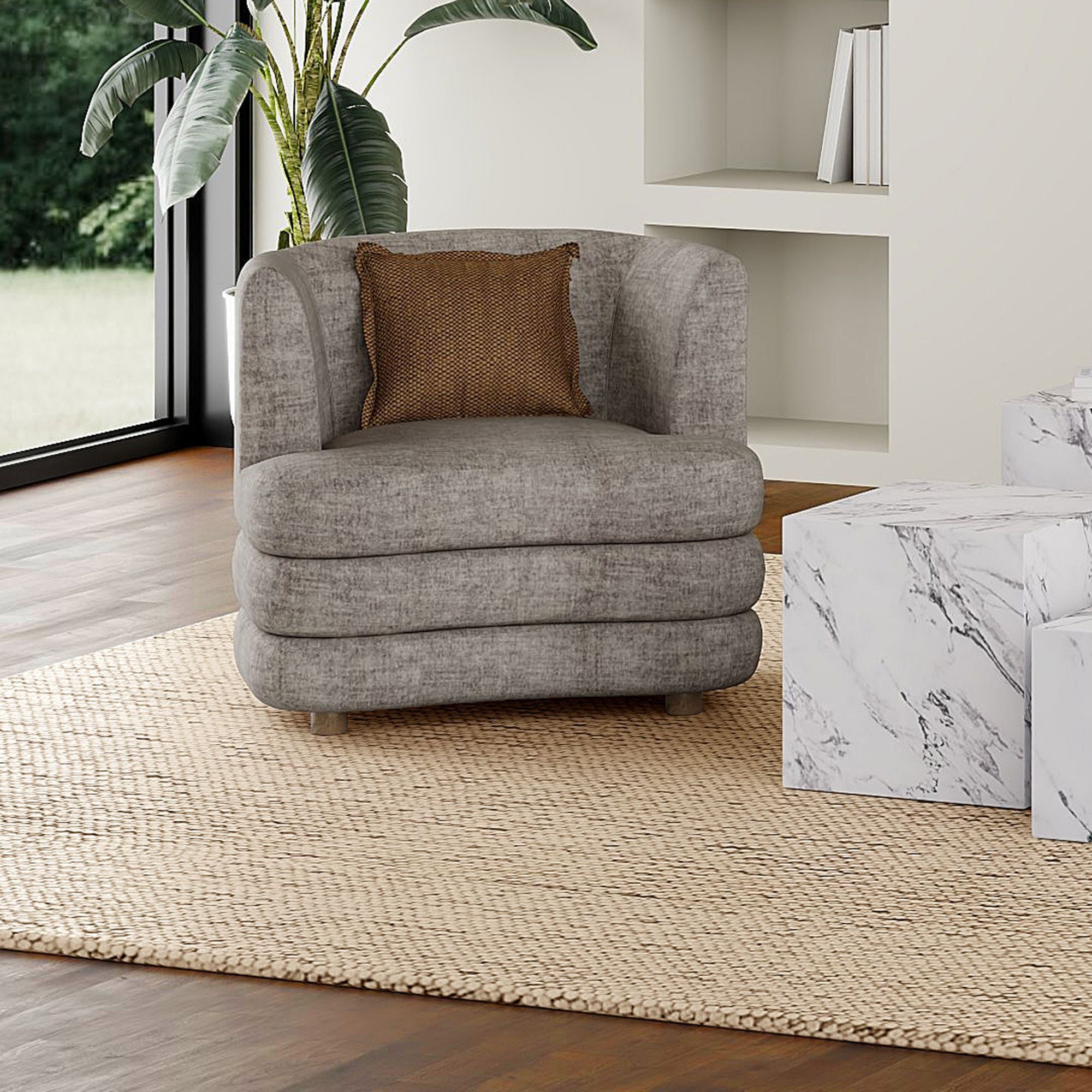 Dorian Accent Chair in Dark Taupe Velvet