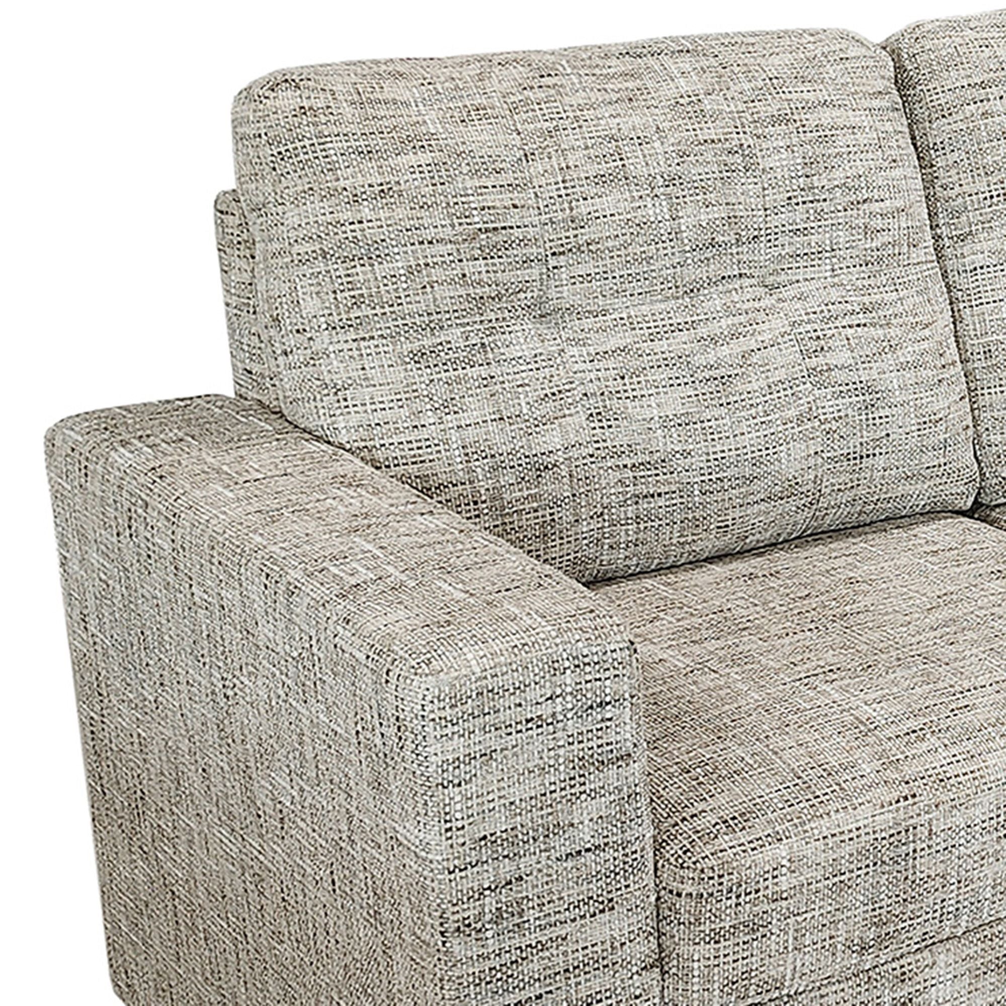Beige Draga sectional sofa bed with reversible chaise and built-in storage, showcasing its stylish and functional design.