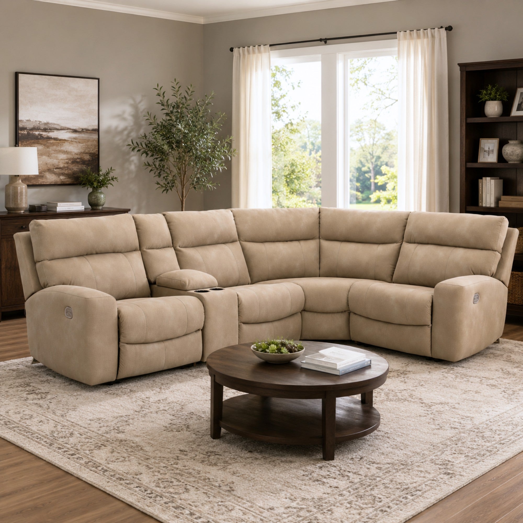Next-Gen Durapella 5-Piece Power Reclining Sectional with Console Sand