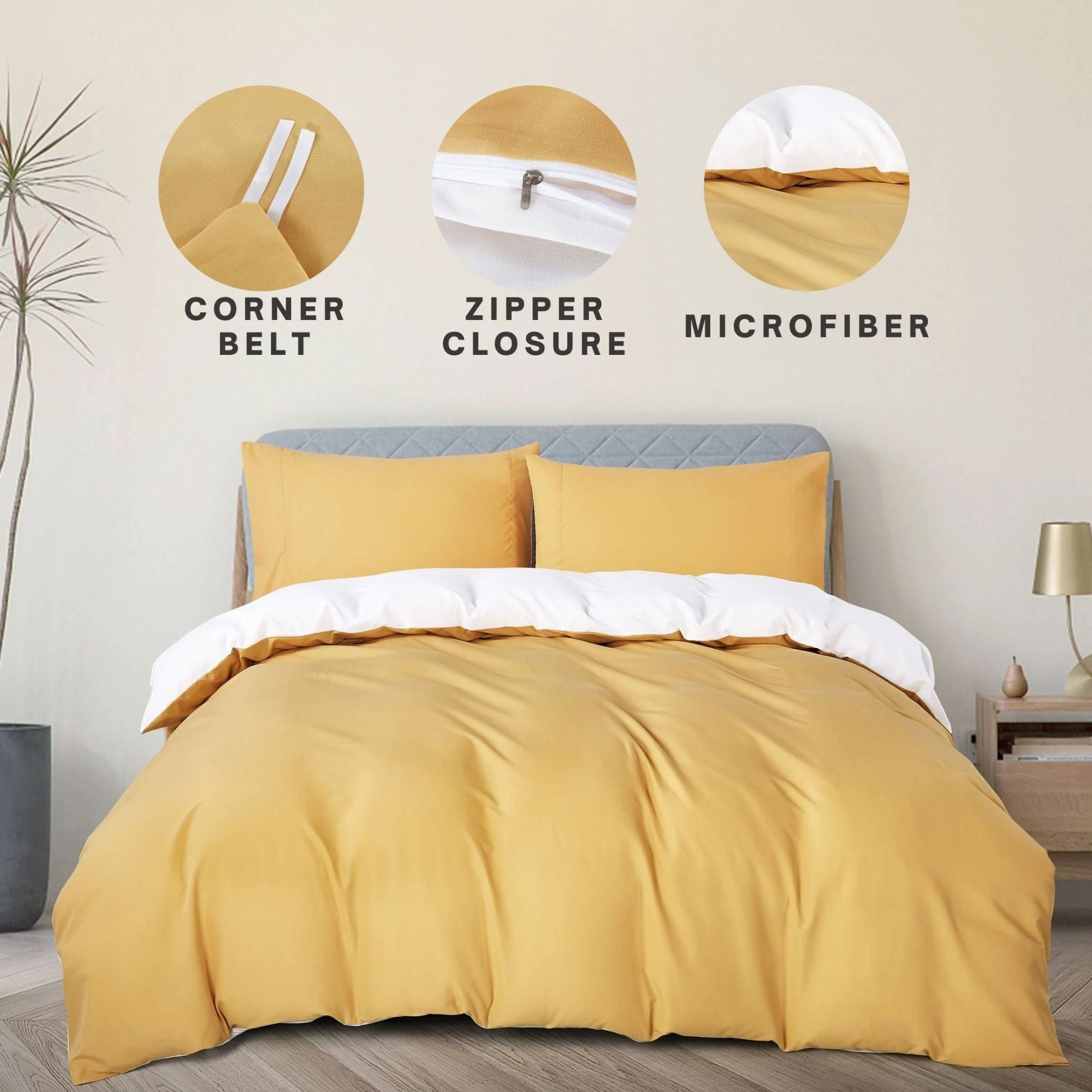 Duvet Cover Set - Reversible in Gold & Cream | CastleUp Experience Centre