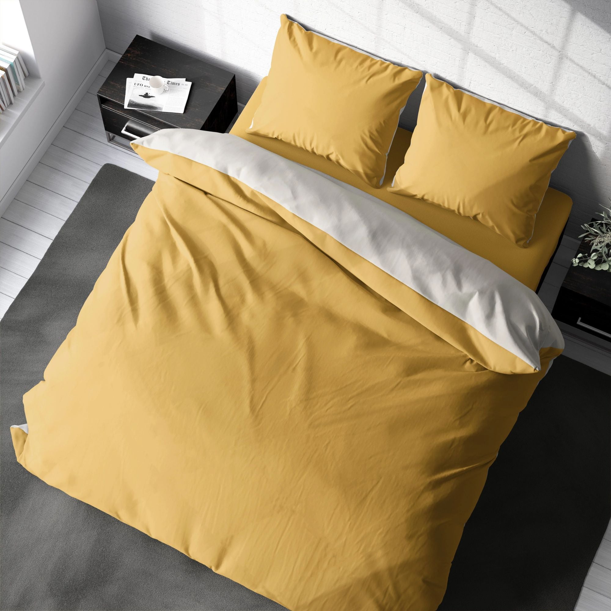 Duvet Cover Set - Reversible in Gold & Cream | CastleUp Experience Centre