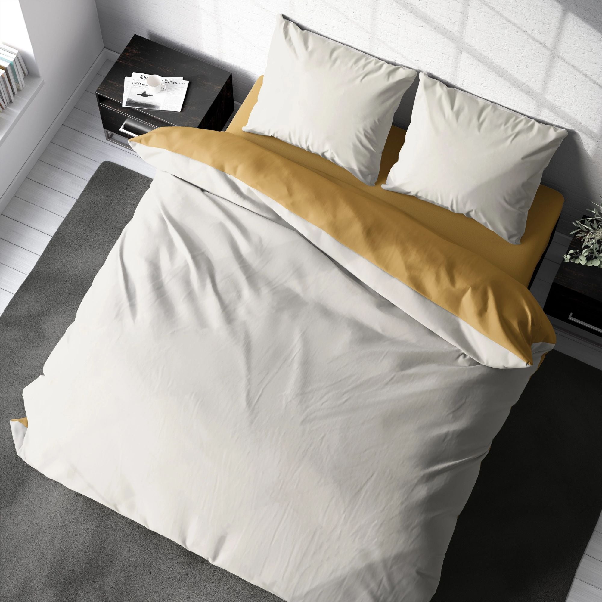 Duvet Cover Set - Reversible in Gold & Cream | CastleUp Experience Centre
